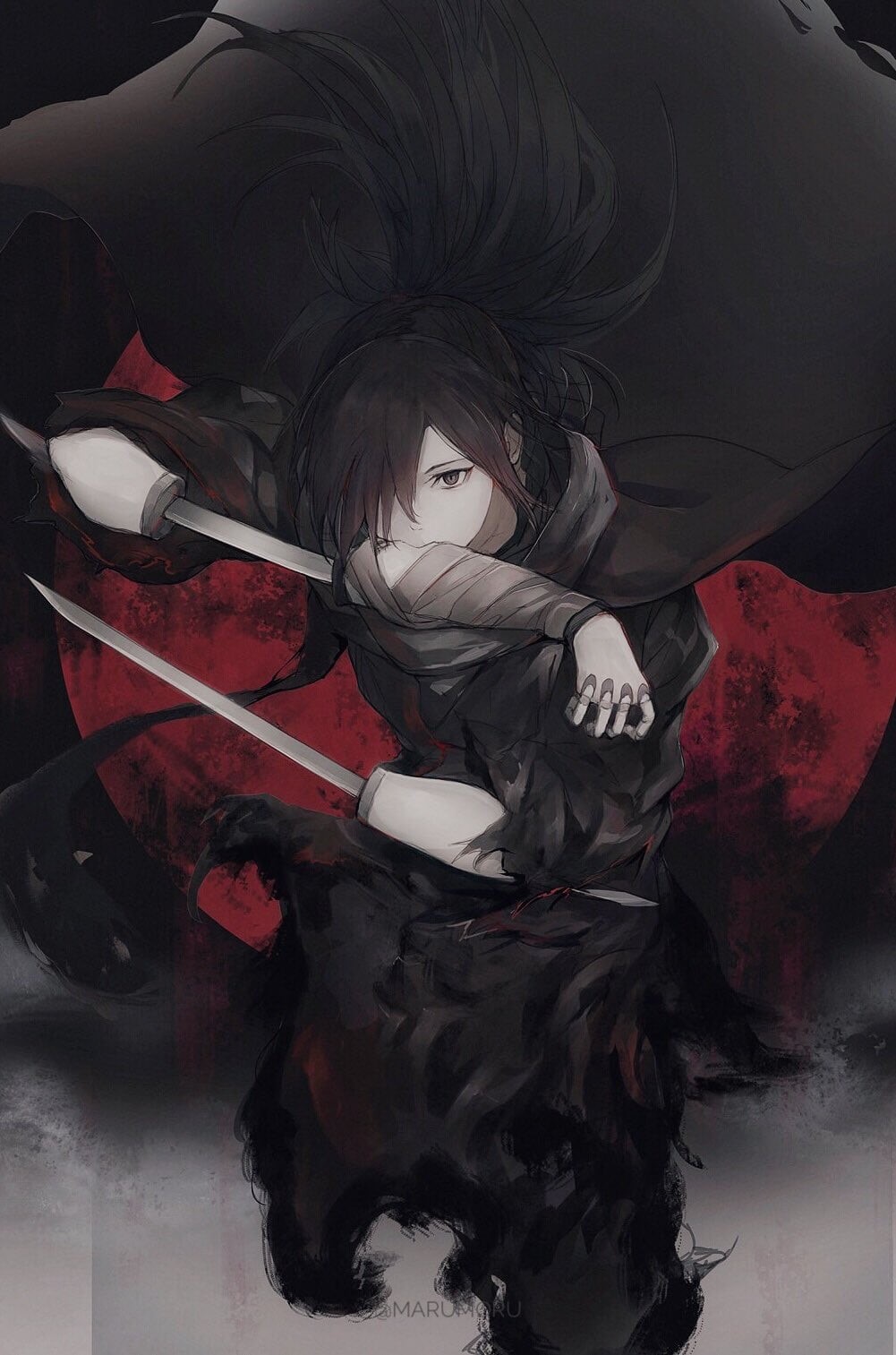 Dororo, anime, anime boys, long hair, 720P, Hyakkimaru, Phone HD Wallpaper