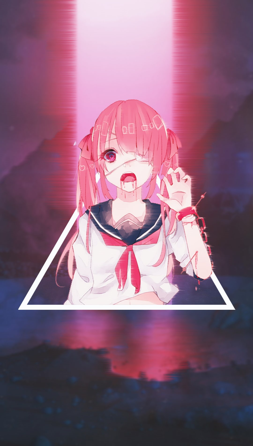 glitch art, anime, anime girls, 720P, picture-in-picture, Phone HD Wallpaper