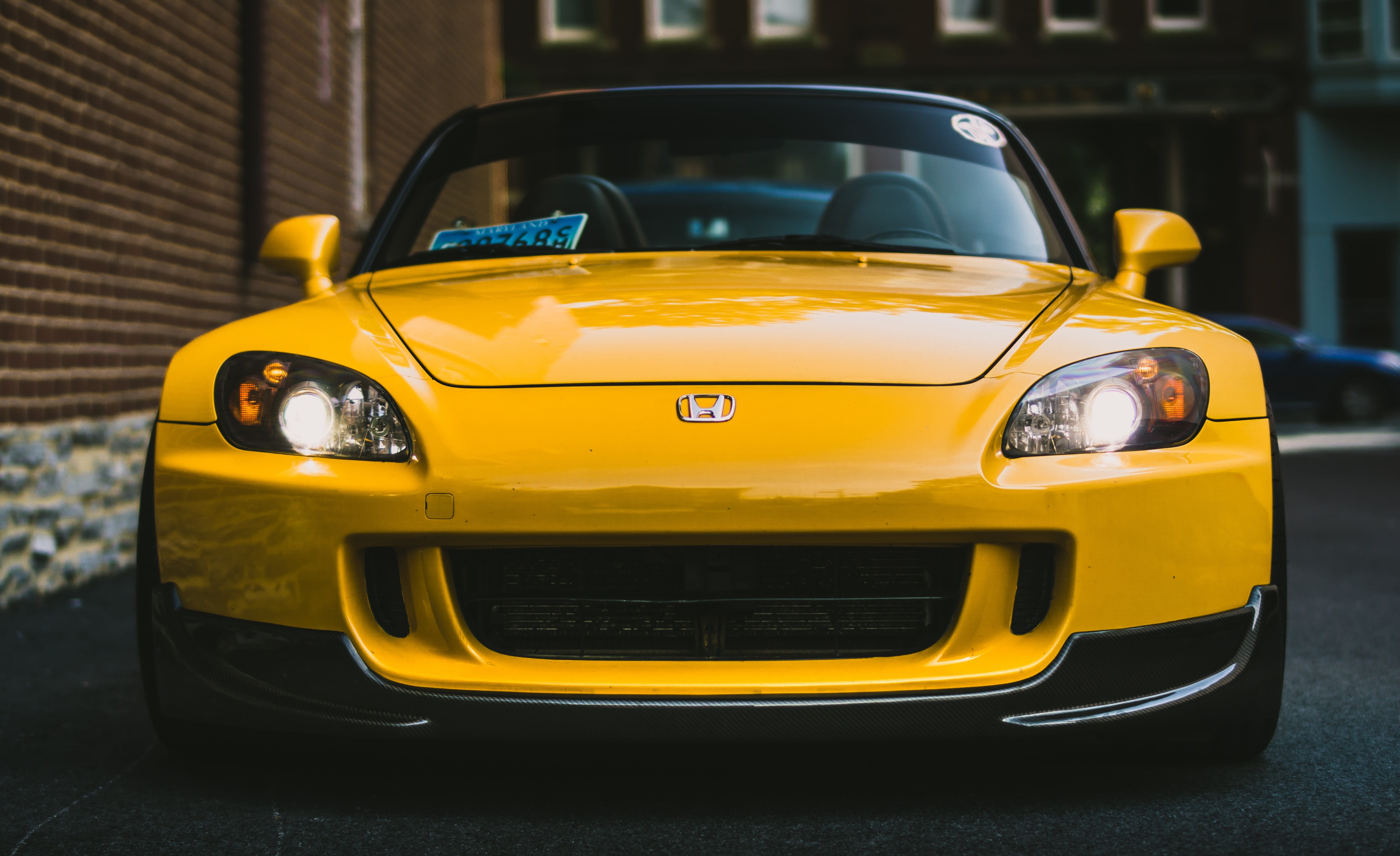 car, muscle, near, day, vehicle, close-up, vintage car, light, public transportation, close, yellow taxi, parked, brown, wall, retro styled, motor vehicle, HD Wallpaper