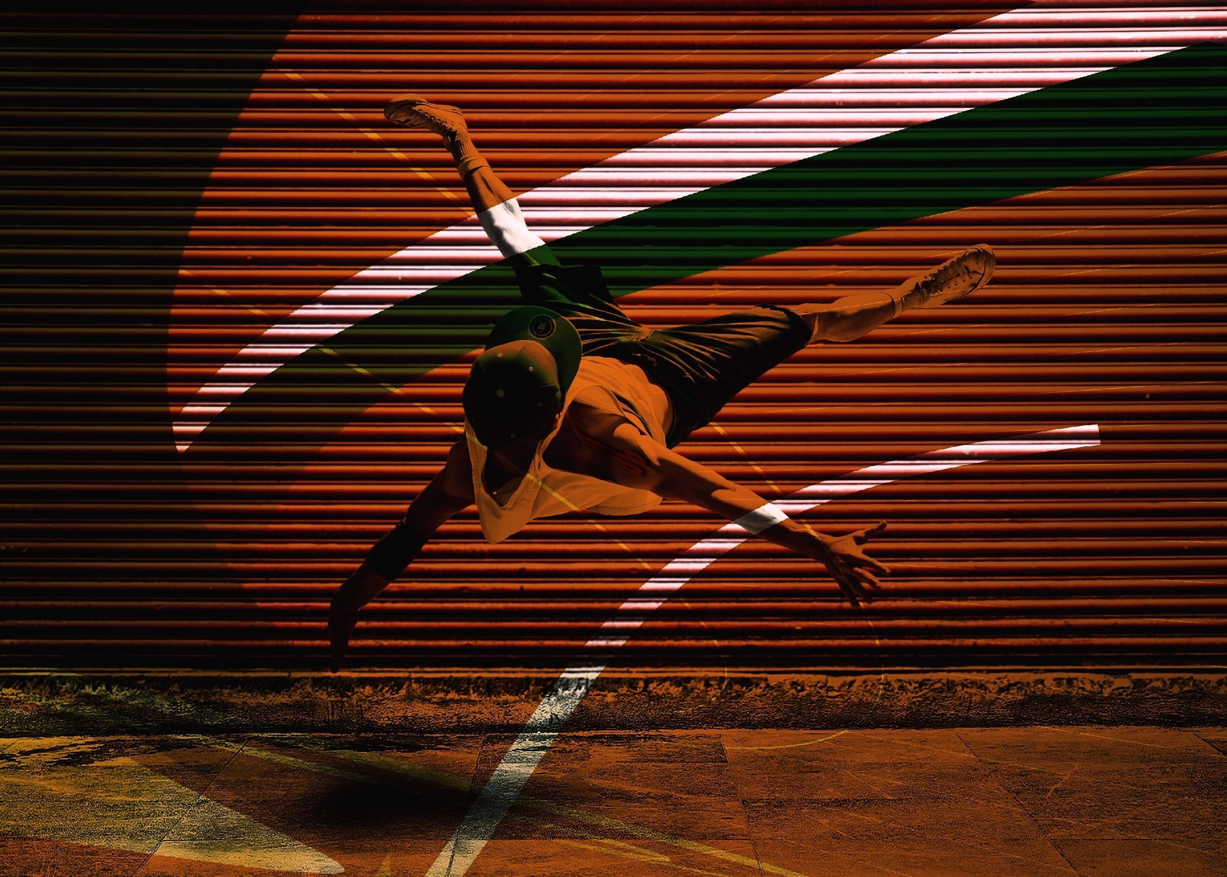 sunlight, day, shadow, nature, architecture, built structure, near, abstract, 1080P, break dancing, no people, blinds, modern, man, iron, shutter, striped, HD Wallpaper