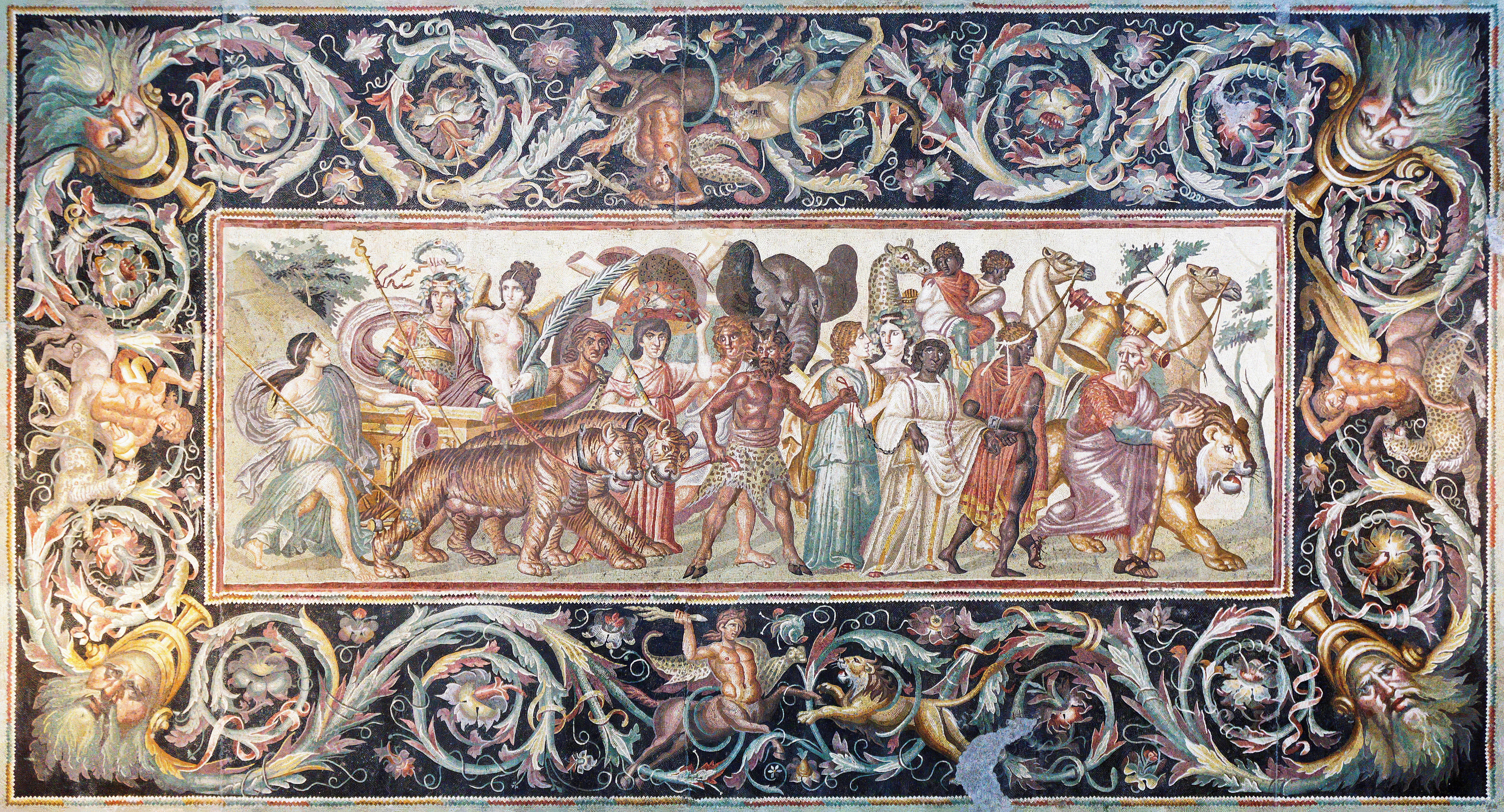 Roman mythology, 8K, The Triumph of Bacchus, classic art, Greek mythology, Dionysos, Bacchus, Rome, mosaic, HD Wallpaper