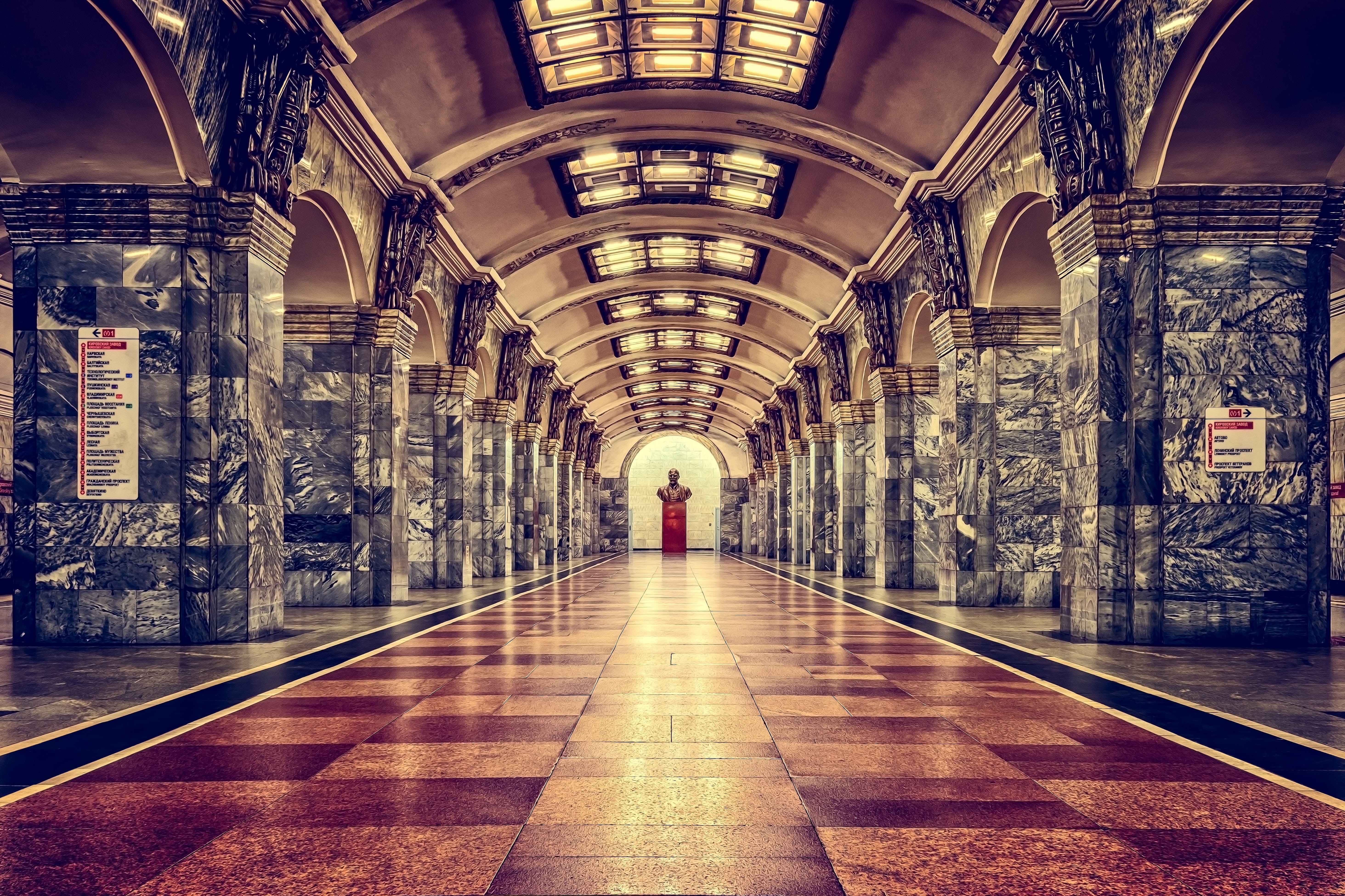 incidental people, walking, metro station, one person, direction, tiled floor, architectural column, st petersburg, rear view, lifestyles, stop, the way forward, HD Wallpaper
