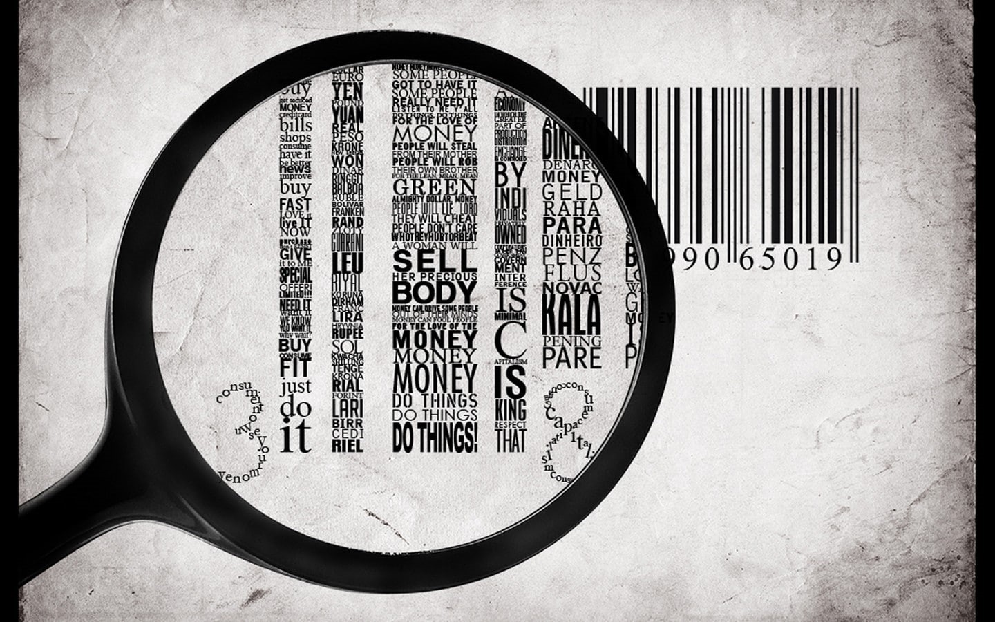 Magnifying Glasses, Typography, Demotivational, barcode, 720P, HD Wallpaper