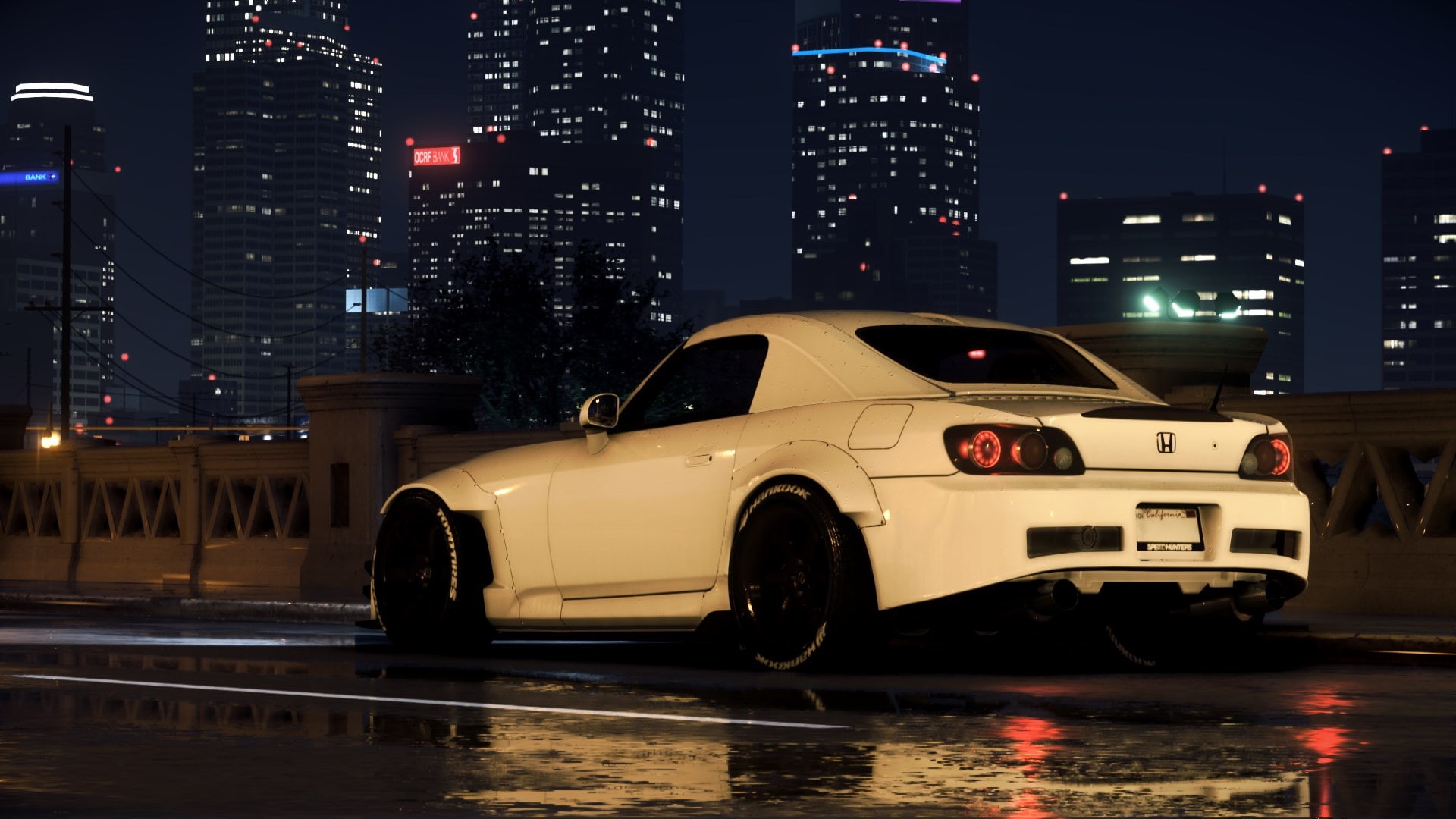 cityscape, reflection, transportation, mode of transportation, street, built structure, car, modern, building, no people, 1080P, night, office building exterior, HD Wallpaper