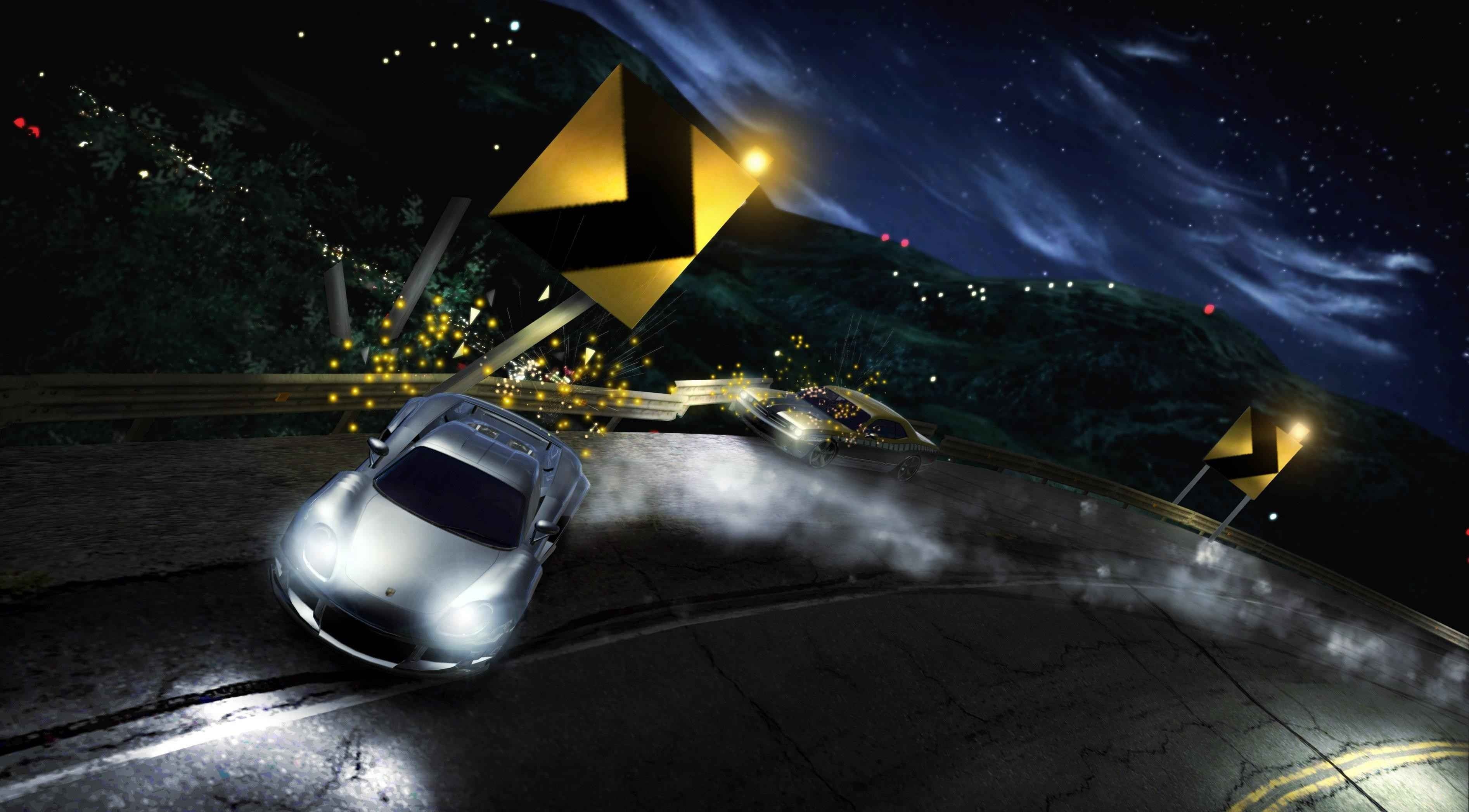 communication, 2K, illuminated, Porsche Carrera GT, video games, plant, silver colored, star - space, transportation, yellow, black, mode of transportation, HD Wallpaper