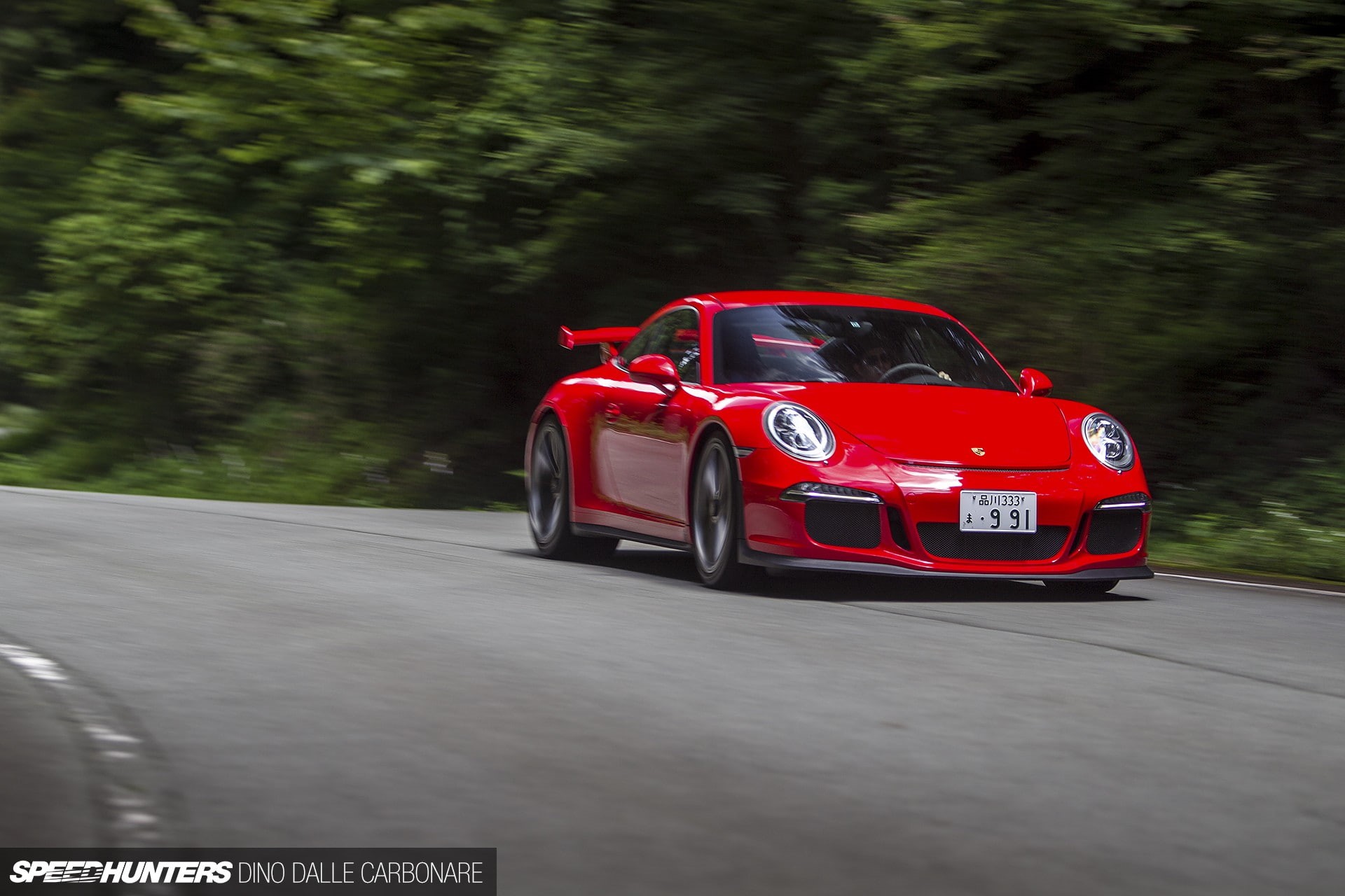 mode of transportation, Speedhunters, day, transportation, car, tree, travel, blurred motion, luxury, red, road, sports car, red cars, Porsche 911 GT3, HD Wallpaper