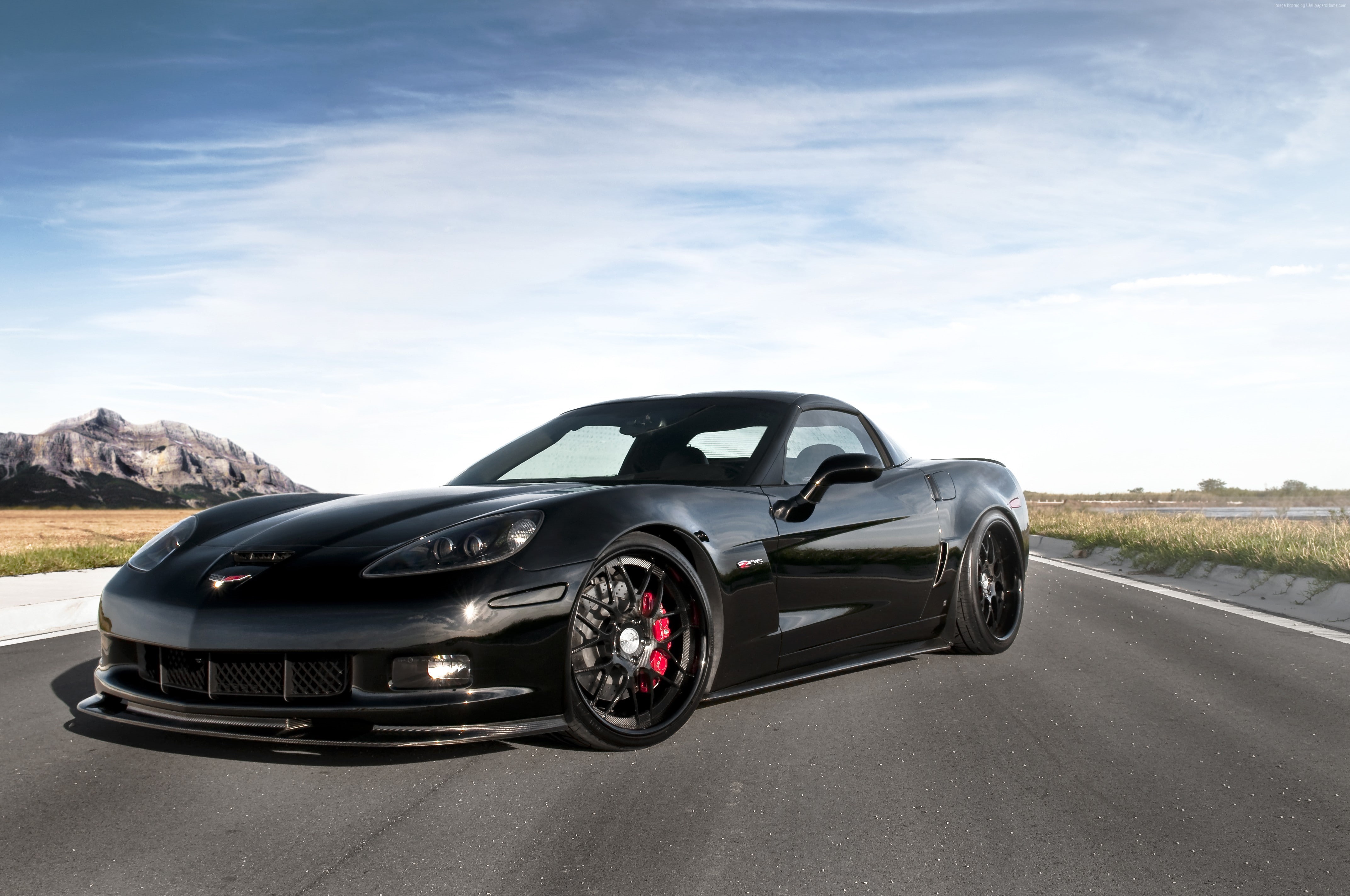Chevrolet, supercar, 2015 car, 4K, test drive, speed, Z07, 2015 Detroit Auto Show. NAIAS, C7, black, Chevrolet Corvette Z06, front, HD Wallpaper