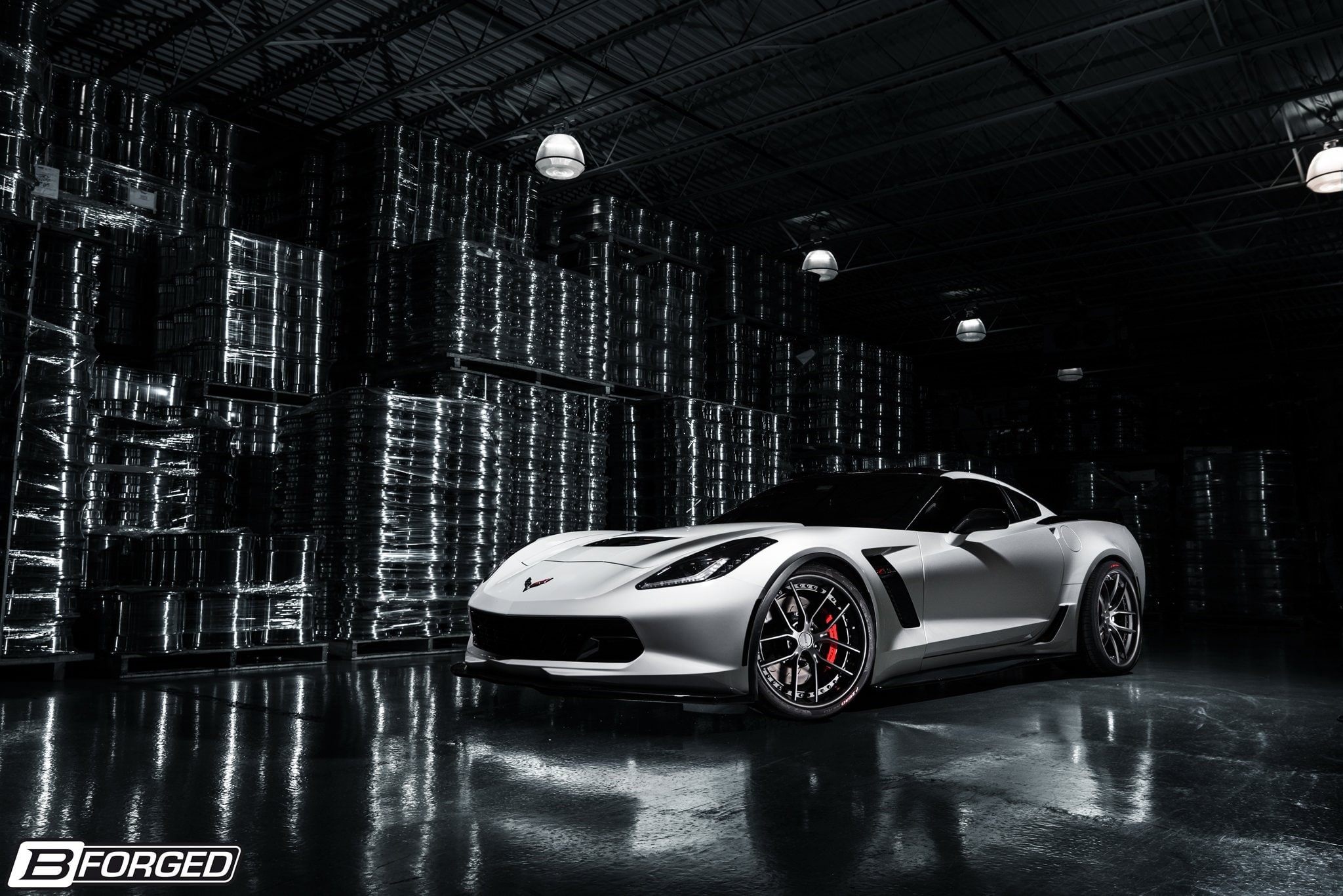 (c7), corvette, 1080P, b-forged, z06, white, cars, chevy, HD Wallpaper