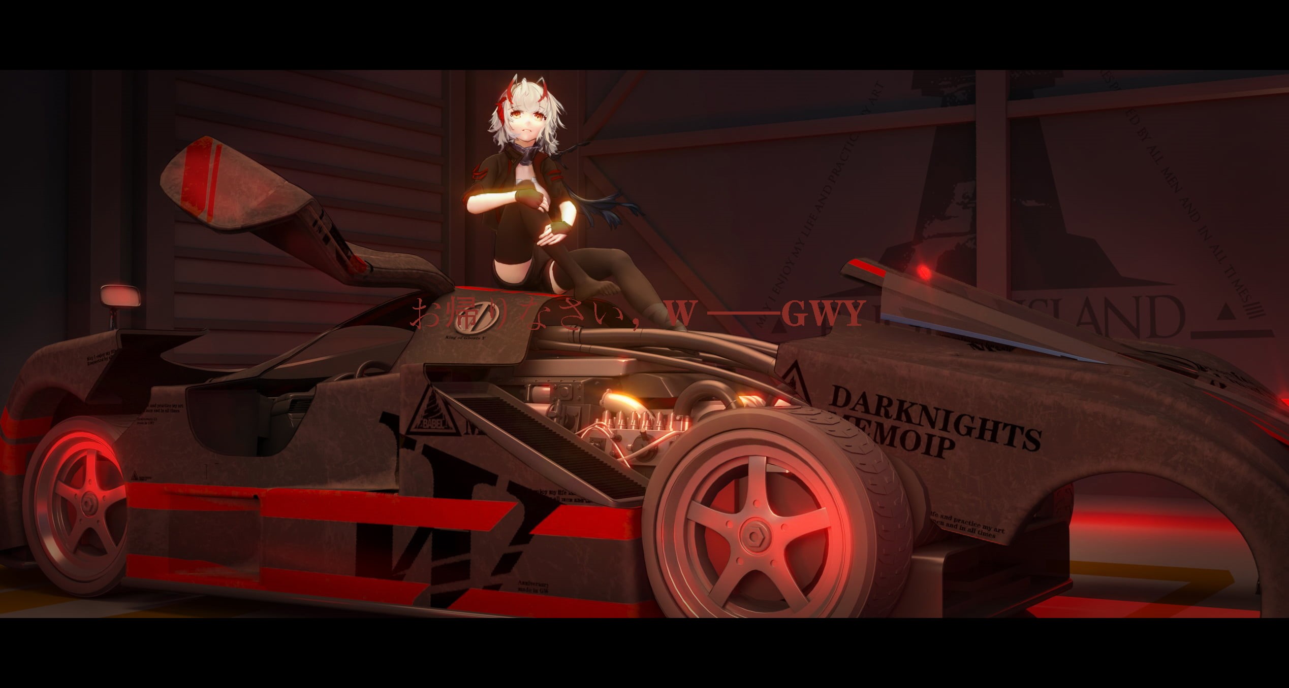 anime girls, anime, -GW Y-, W(Arknights), car, silver hair, 1080P, Arknights, HD Wallpaper