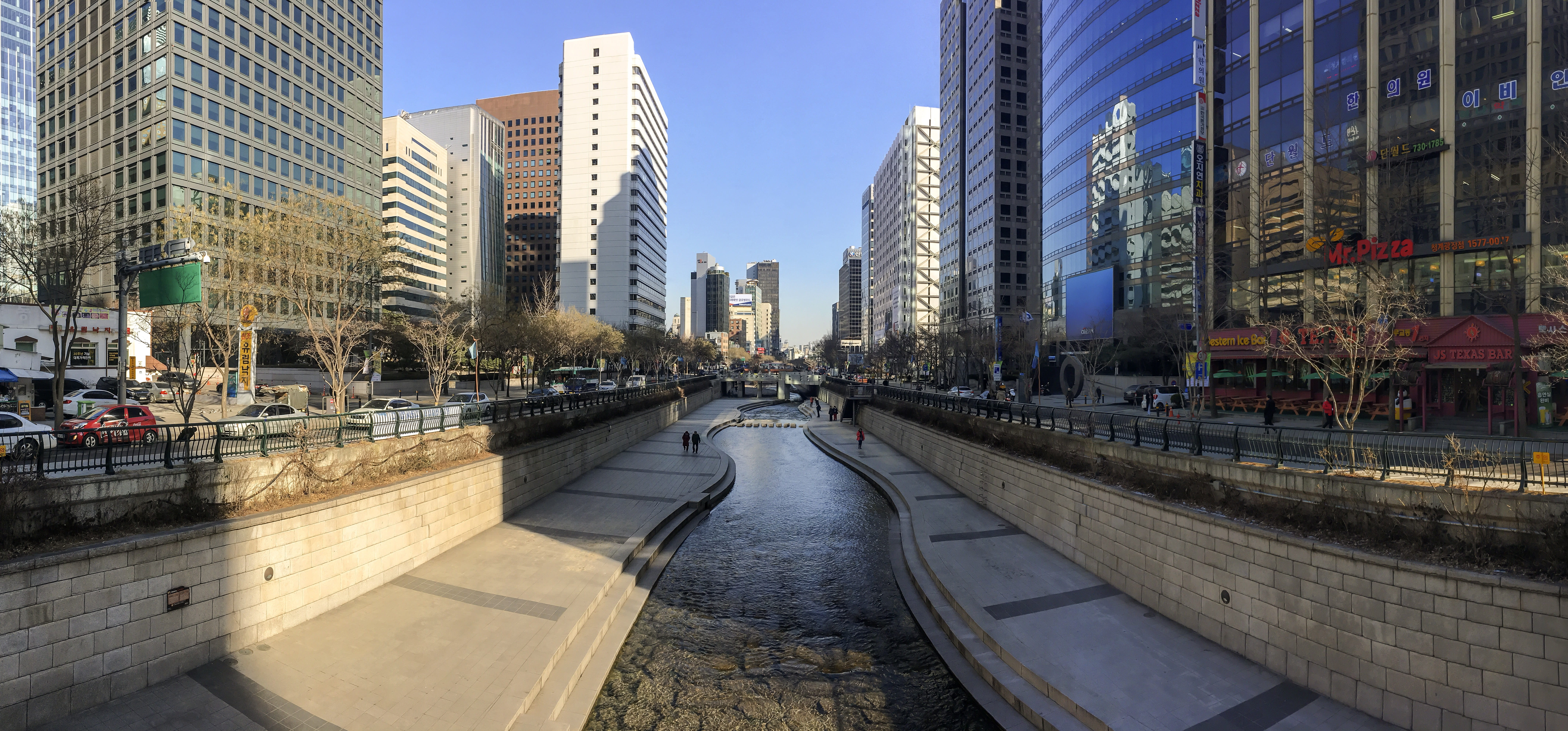 building exterior, cityscape, tall - high, canal, mode of transportation, stream, office, modern, city, city life, financial district, skyscraper, south korea, HD Wallpaper