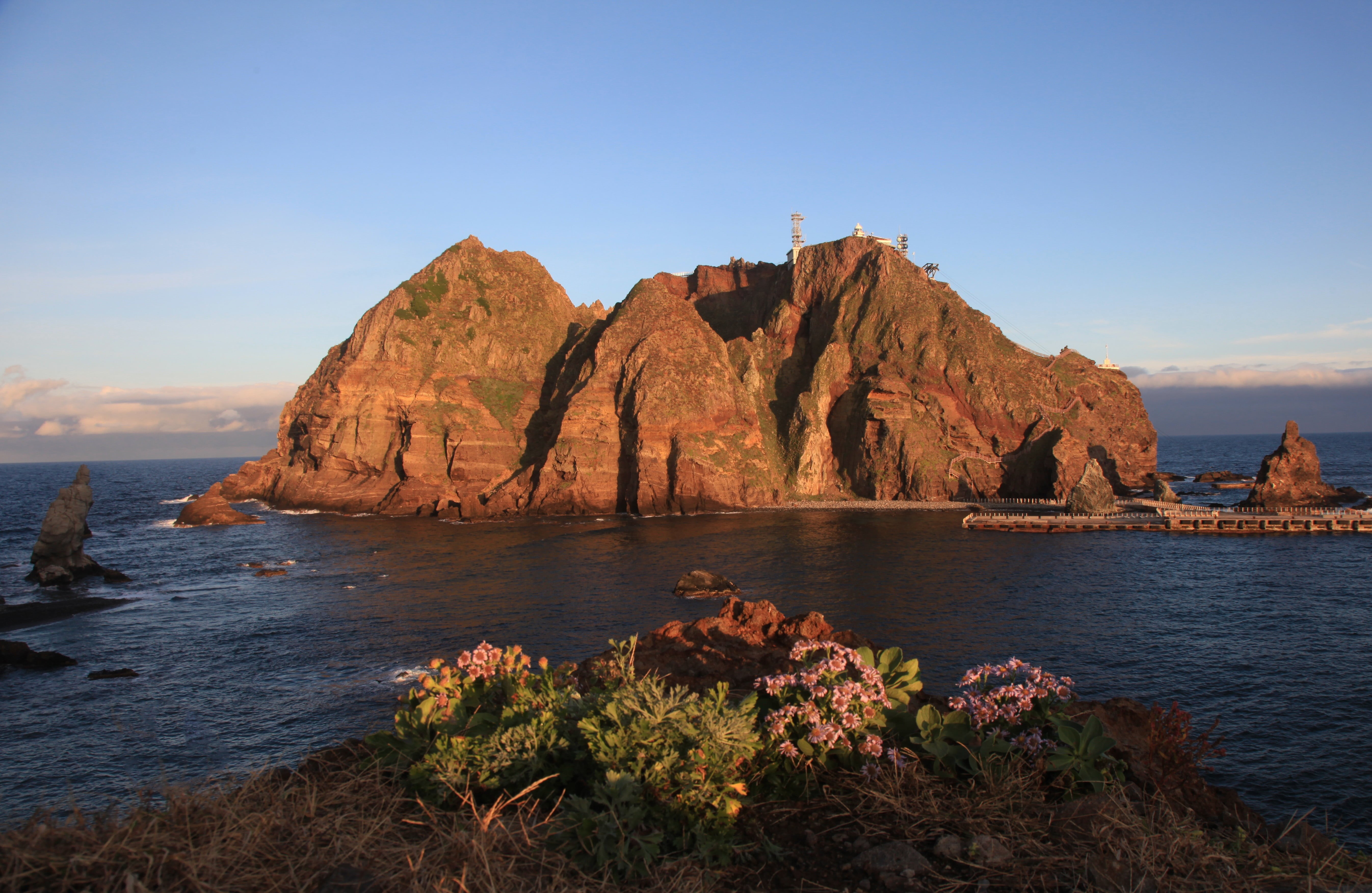 south gyeongsang province, land, sunset, scenics - nature, dokdo, nature, day, rocks, rock formation, travel Destinations, no people, summer, blue, 5K, HD Wallpaper
