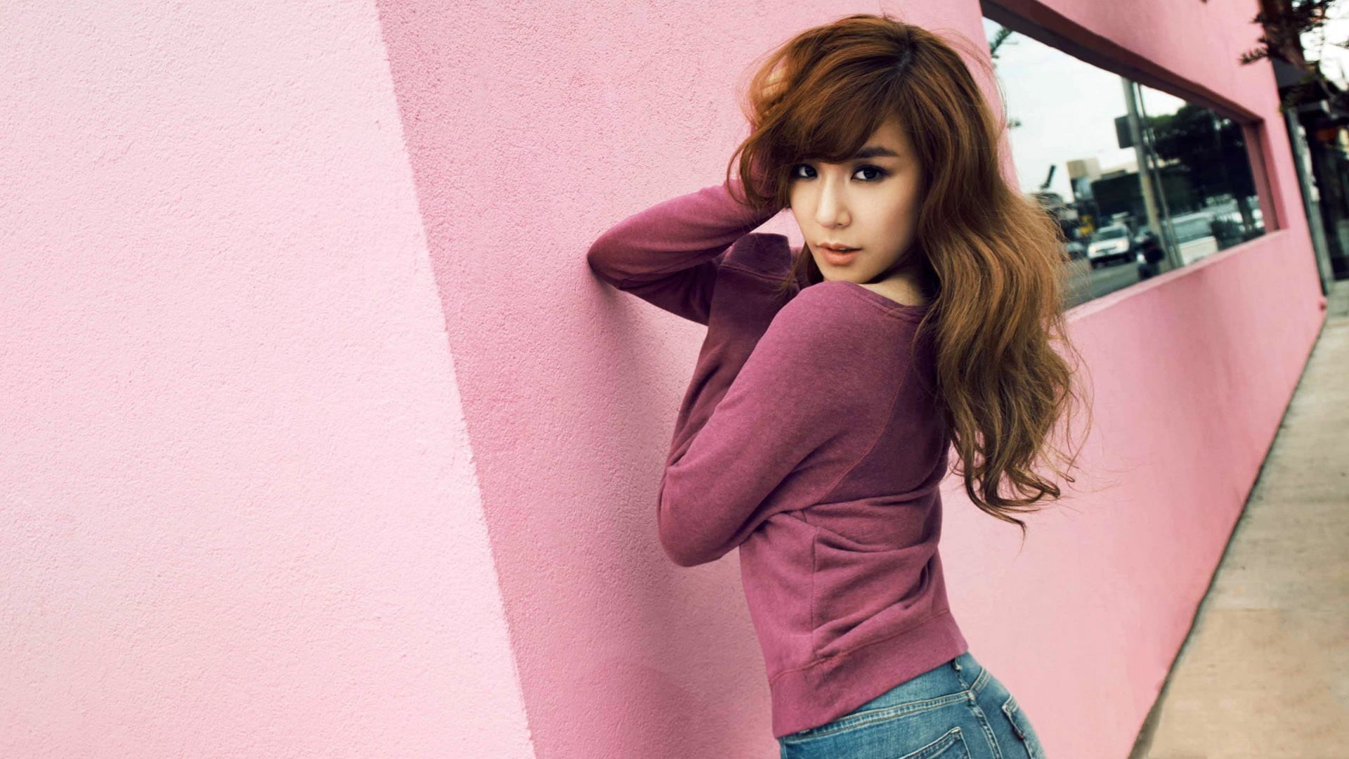 casual clothing, pink color, looking at camera, model, urban, adult, hairstyle, one person, singer, women, leisure activity, s, Korean, beautiful woman, HD Wallpaper