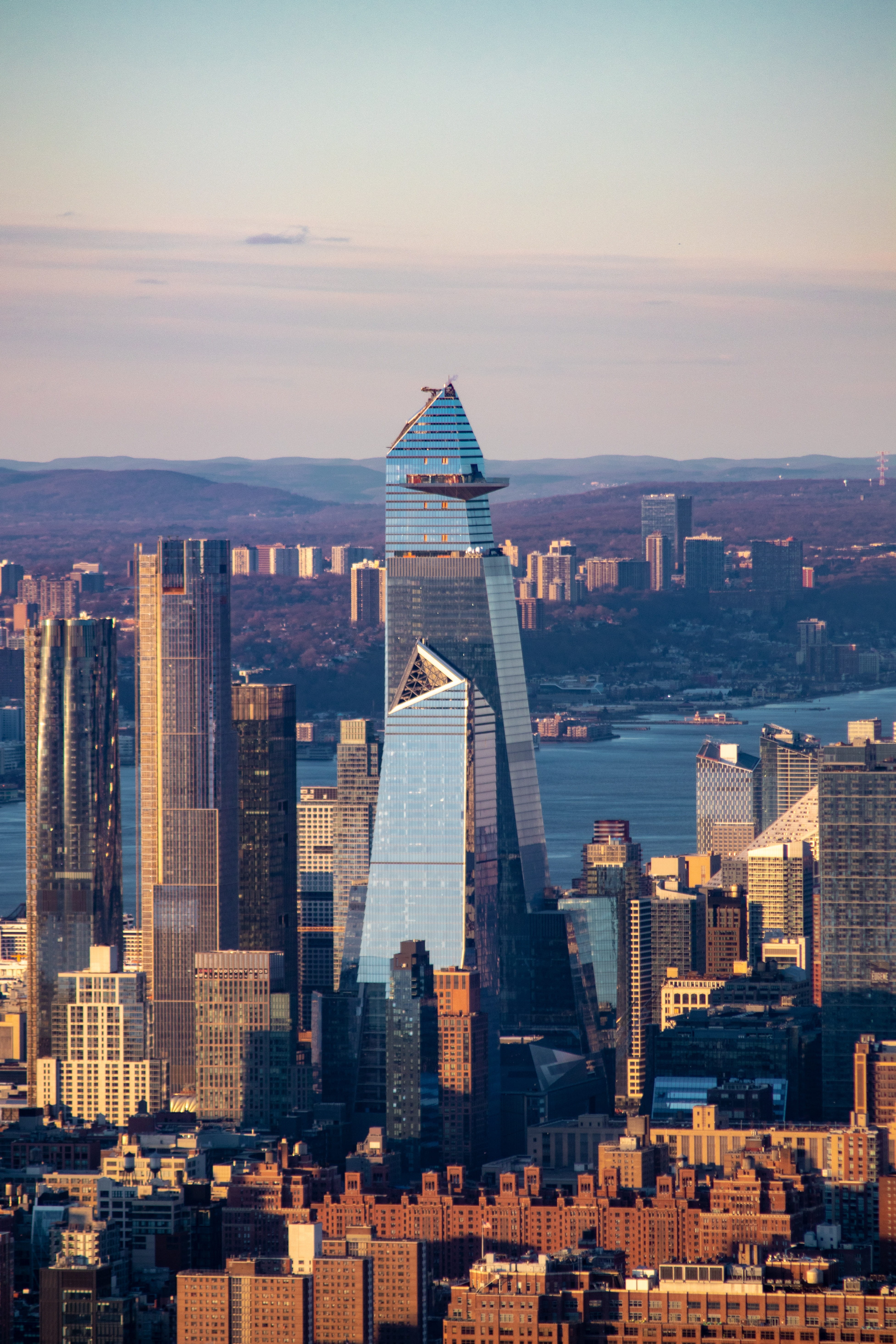 metropolis, one hudson yards, usa, skyline, nature, sky, aerial, office building exterior, city, financial district, urban, metal, architecture, urban skyline, Phone HD Wallpaper