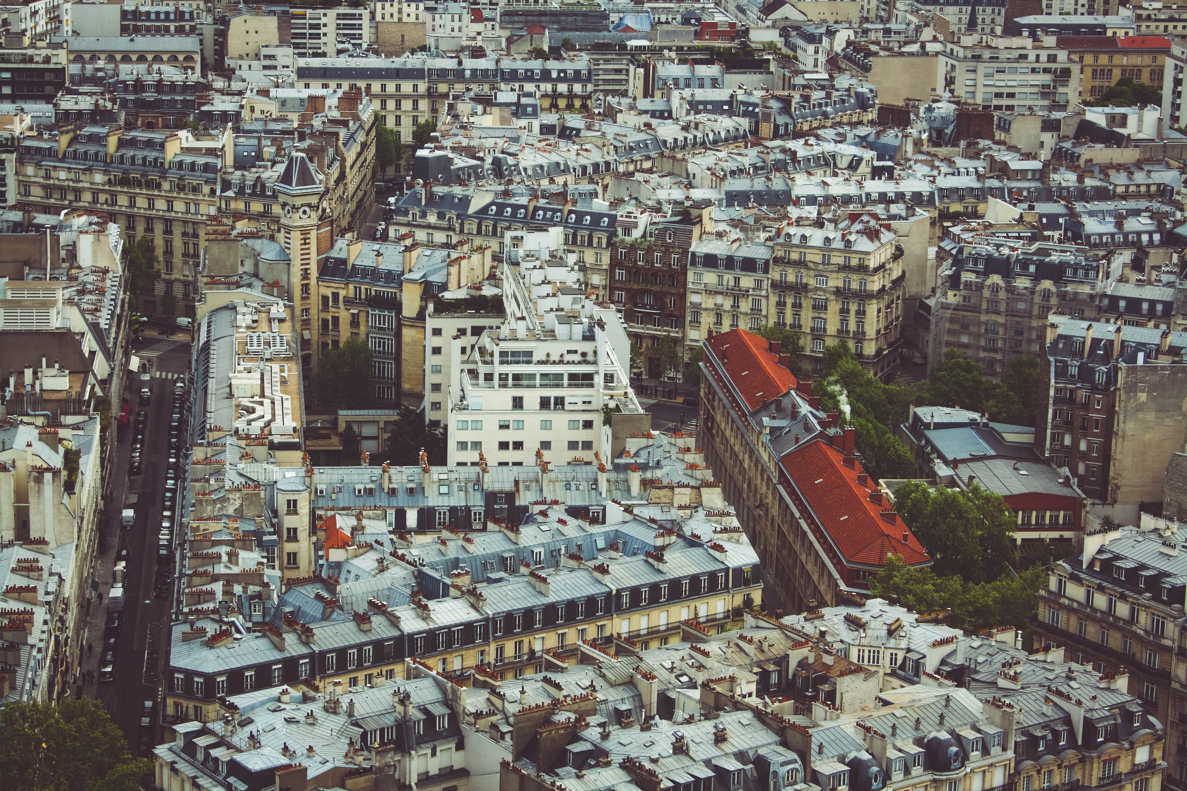 outdoors, full frame, building, crowded, paris - France, mode of transportation, residential district, 4K, aerial View, buildings, top, community, aerial, HD Wallpaper