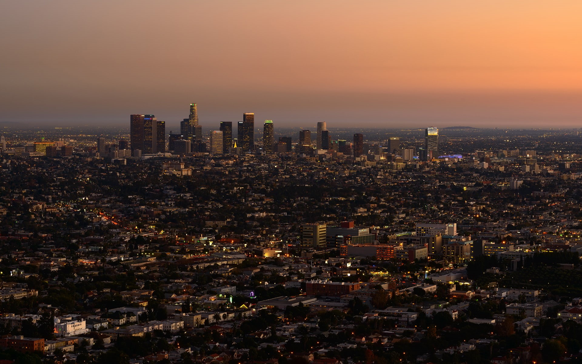 skyscrapers, angeles, los, cityscape, 1080P, city, buildings, hd, la, HD Wallpaper