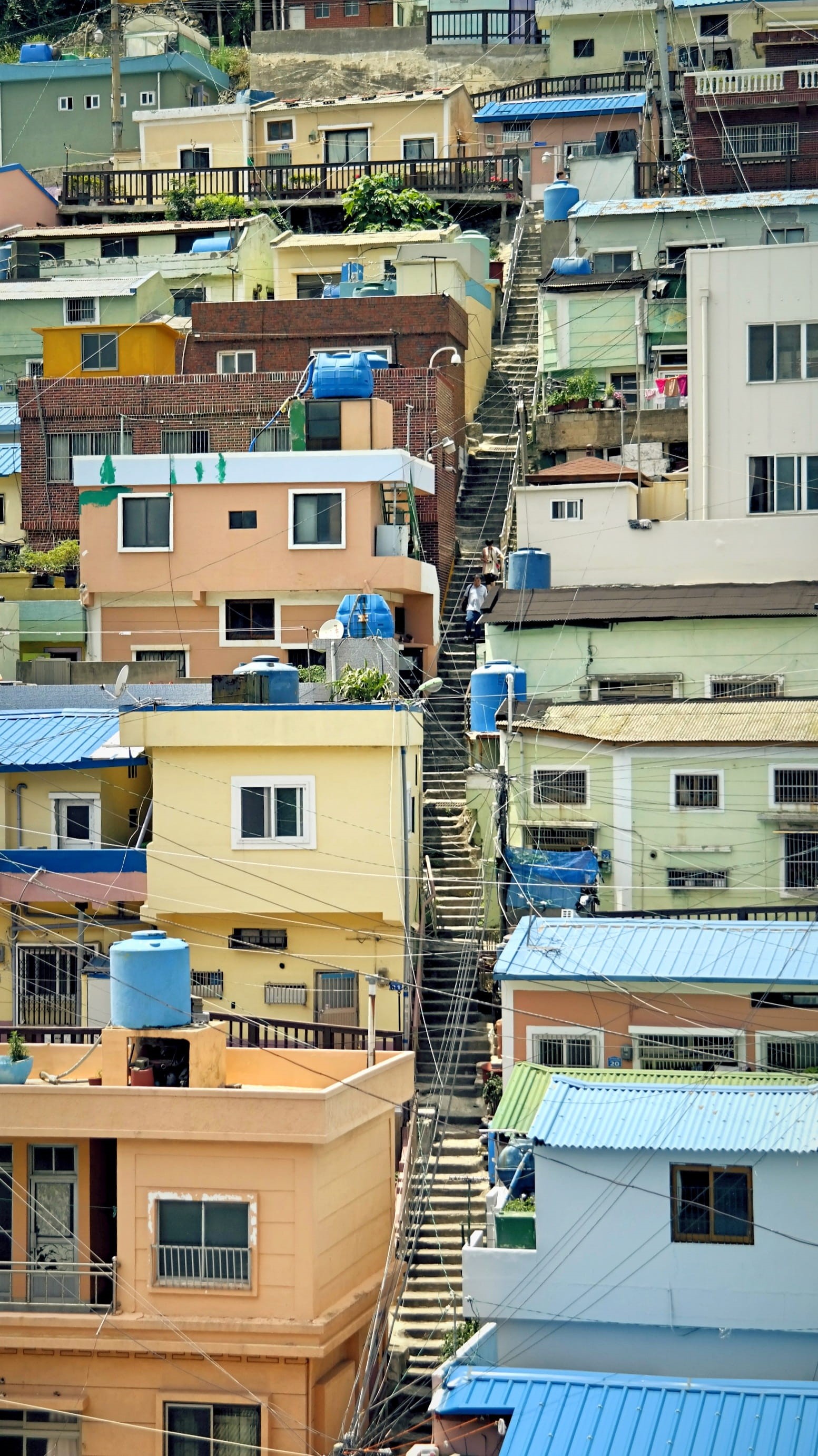 full frame, residential district, gamcheon, built structure, house, cityscape, Busan, Village, high angle view, balcony, Moon, residential building, cultural village, Phone HD Wallpaper