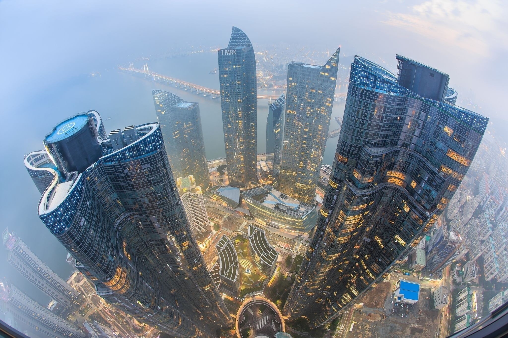 bird view, south korea, 1080P, architecture, City, skyscrapers, busan, haeundae i park marina, HD Wallpaper