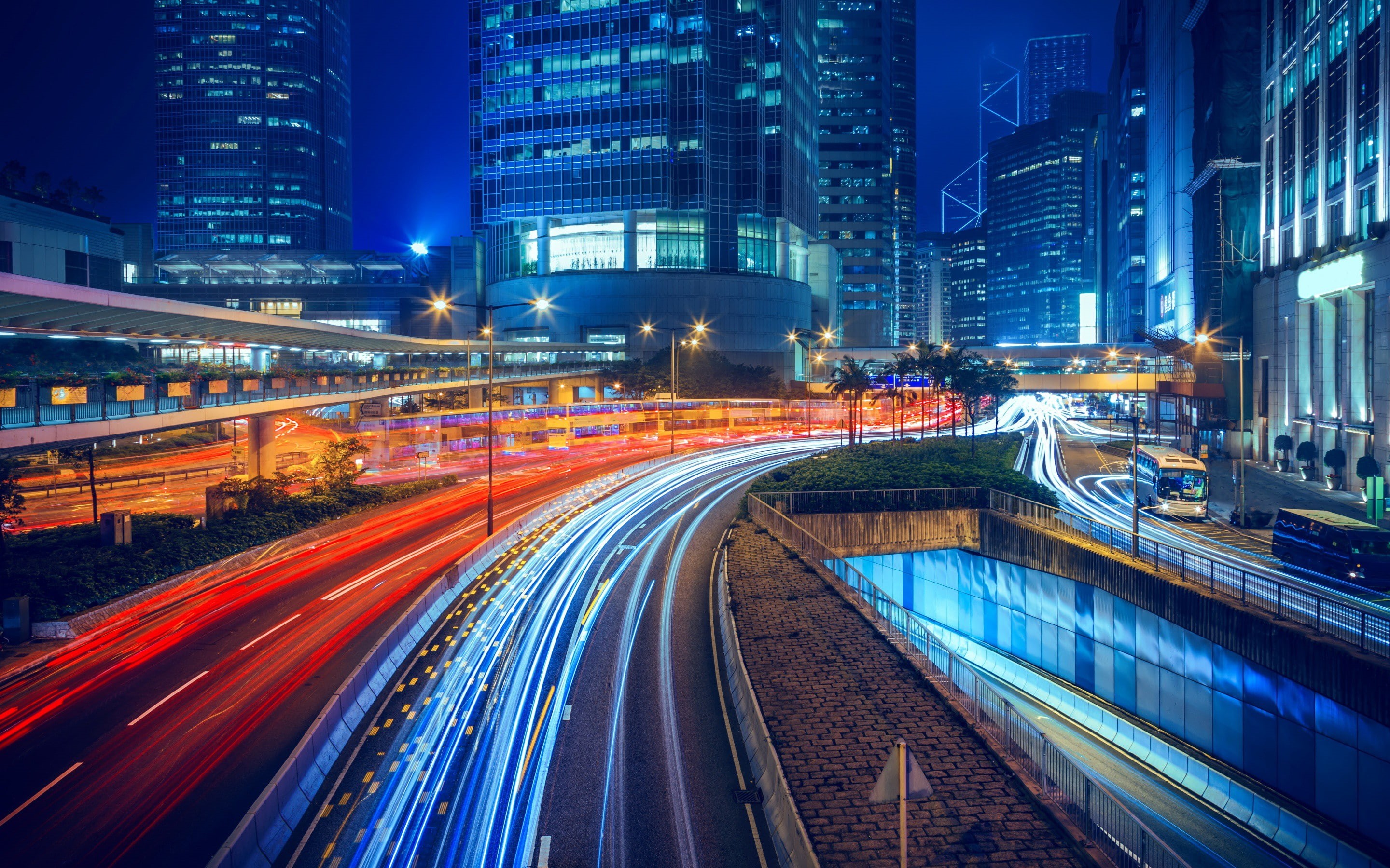 way, night, railways, illumination, 2K, Hong Kong, led, home, China, hong, kong, street, HD Wallpaper