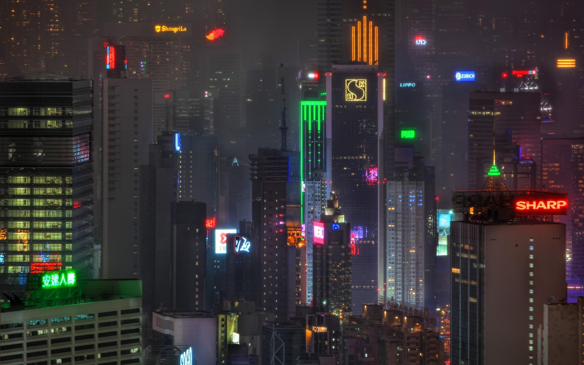 kong, 1080P, hong kong, cityscape, night, china, hong, love, HD Wallpaper