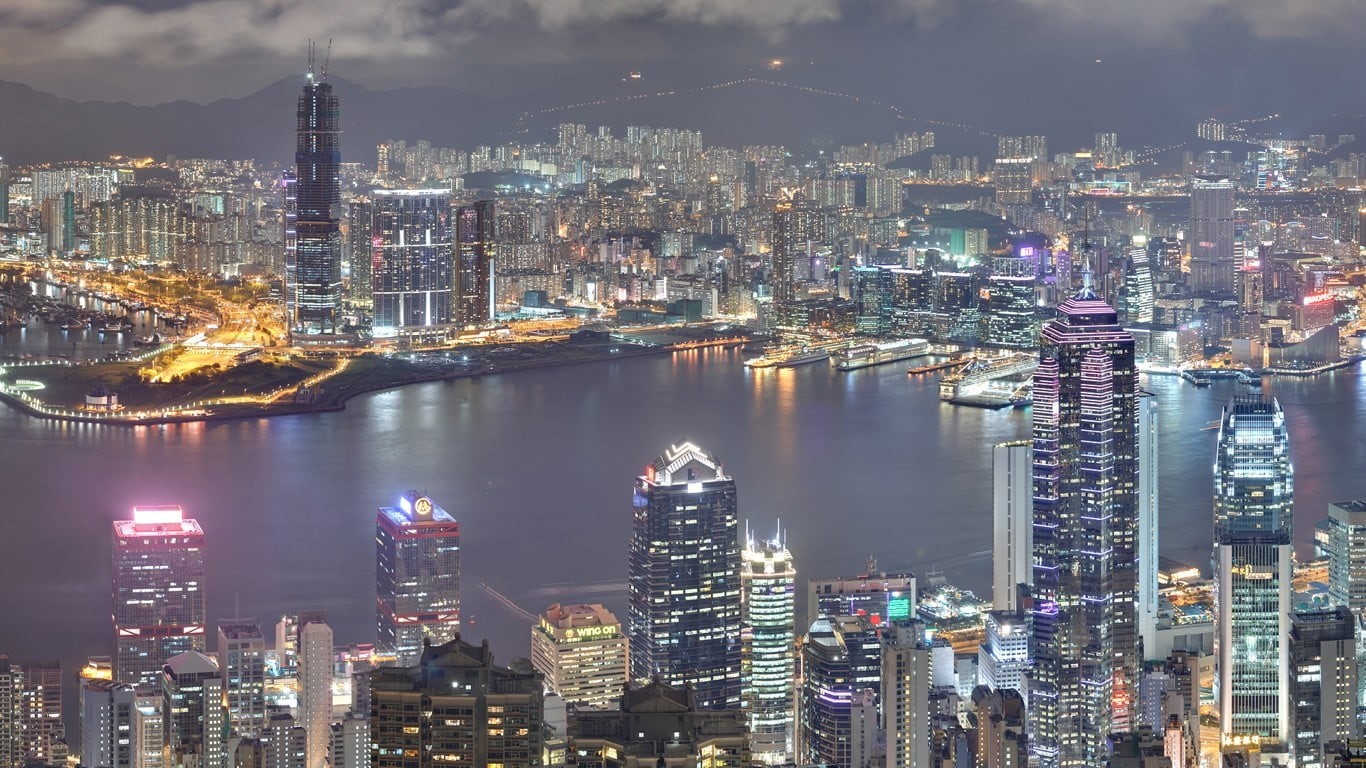 outdoors, high, rise, water, building exterior, illuminated, landscape, building, sky, residential district, city, skyscraper, built structure, 720P, bay, HD Wallpaper