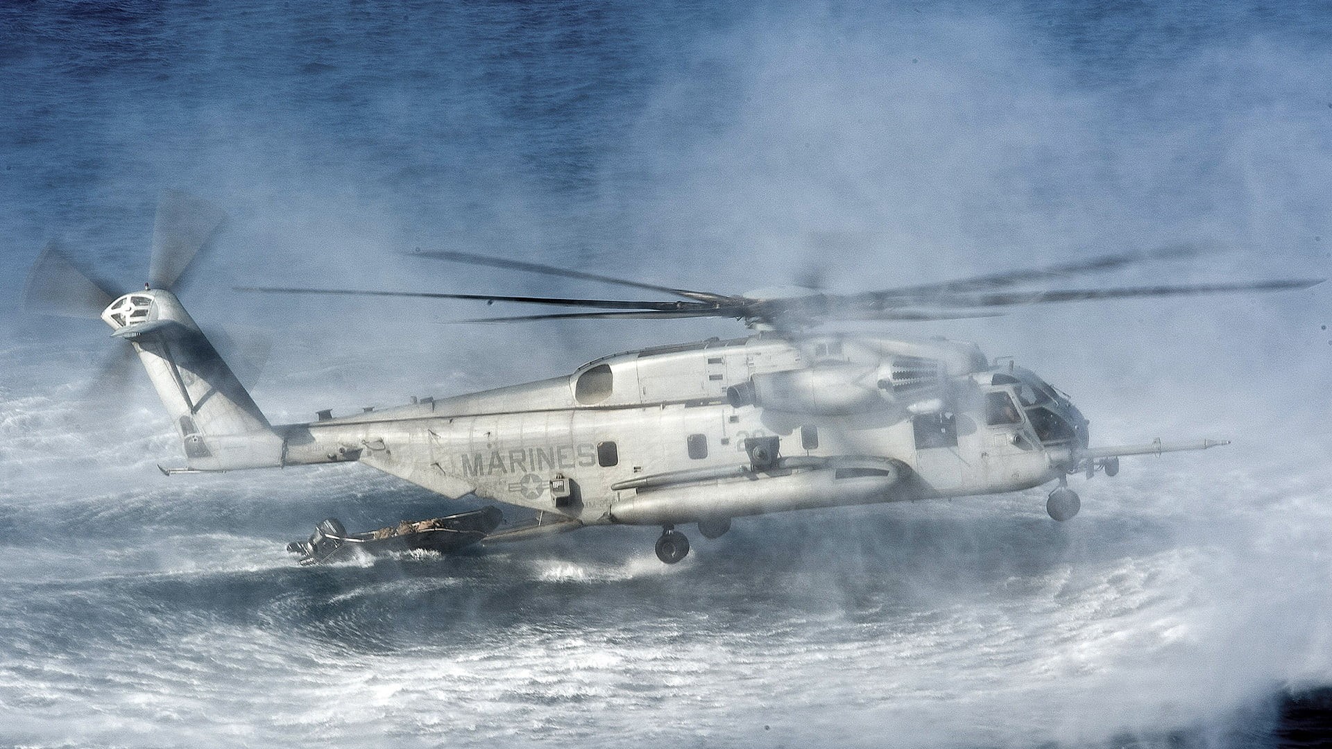 ocean, helicopter, flight, nature, navy, sky, aviation, military, ship, jet, fly, cloud - sky, transportation, nautical vessel, flying, vehicle, on the move, HD Wallpaper