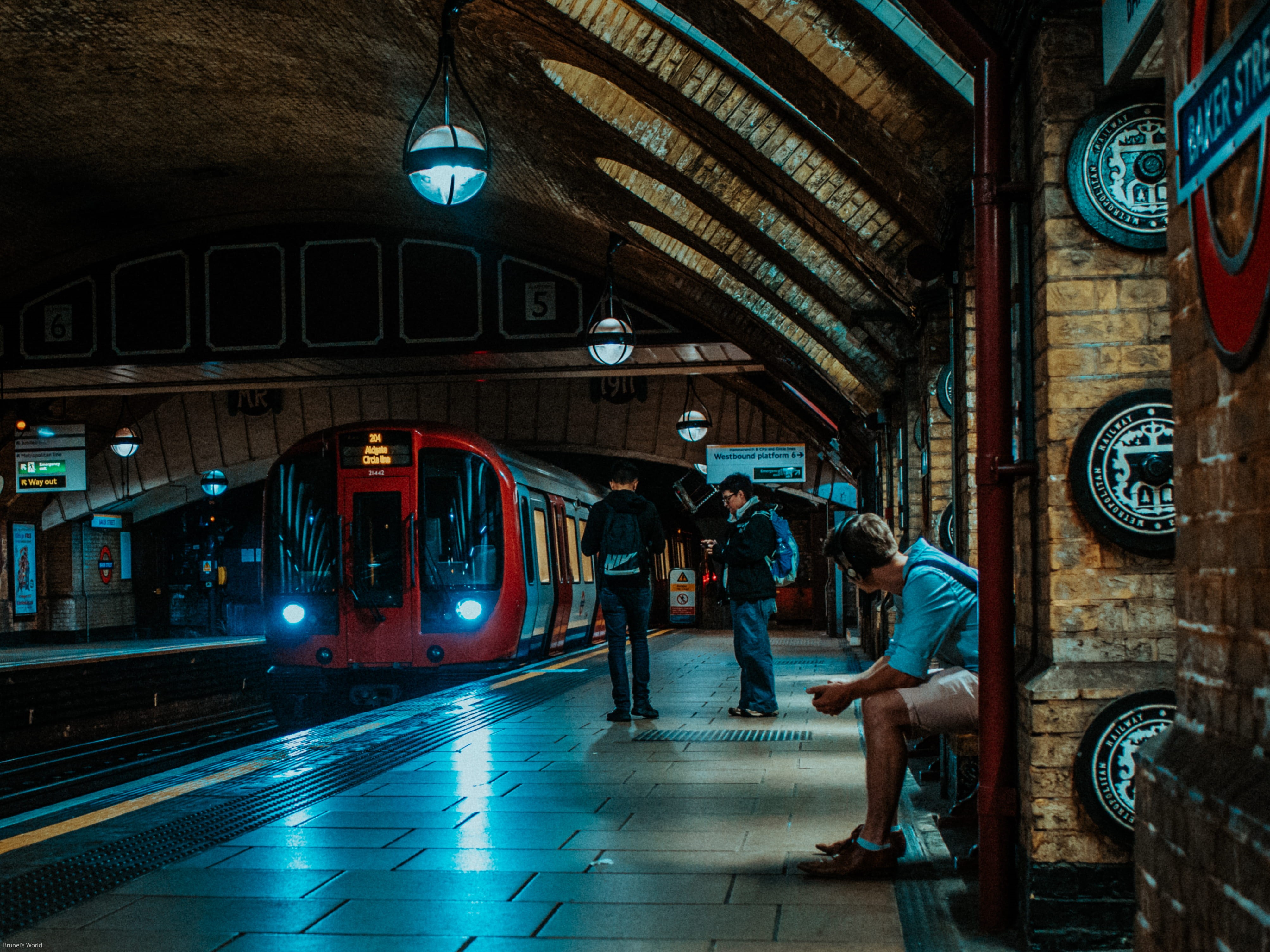 near, clock, indoors, metro, subway, leisure activity, night, railroad station, platform, colour, subway train, standing, lifestyles, cityscape, city, blue, HD Wallpaper