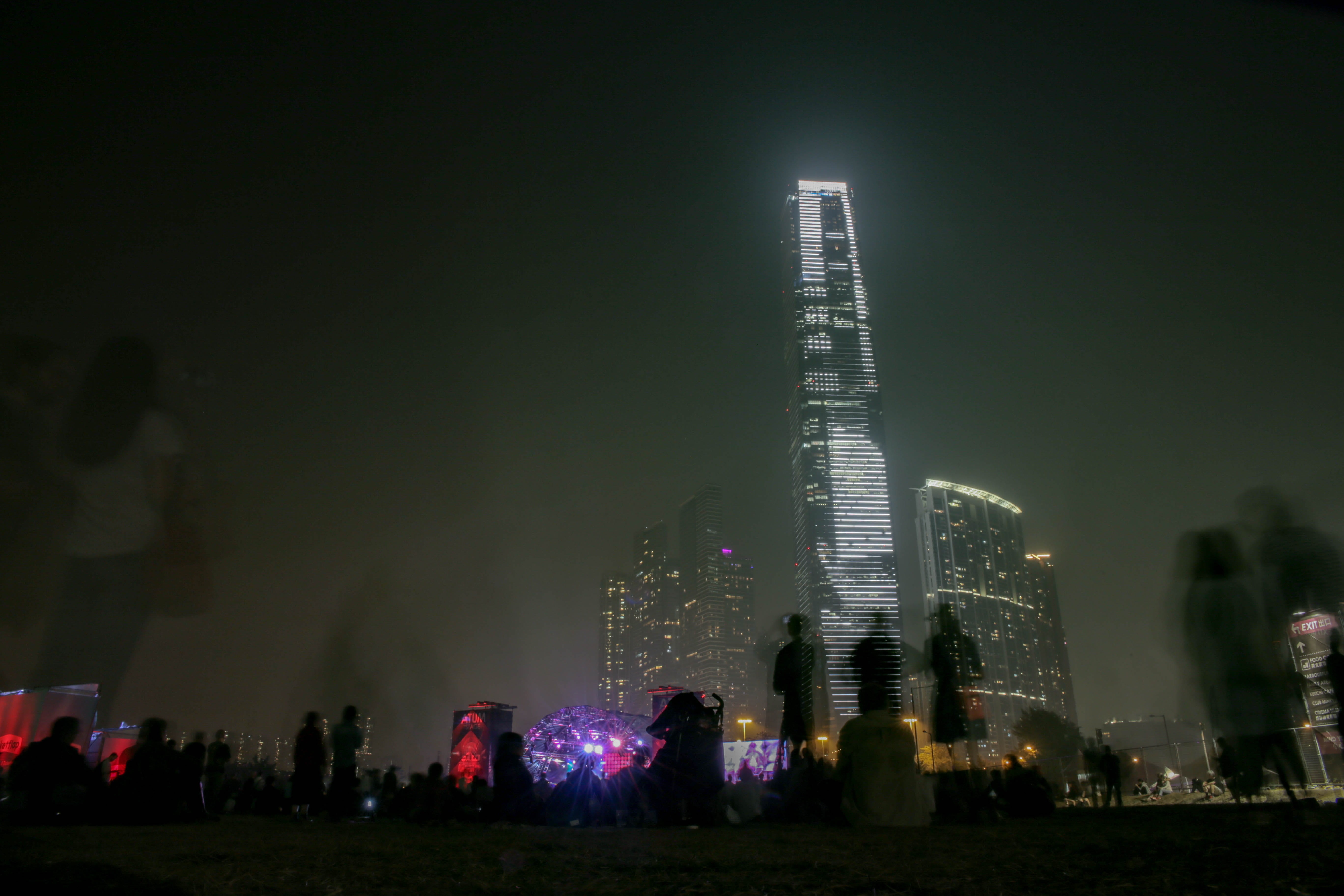 modern, sky, hong kong, city, icc, tourism, kowloon, urban skyline, illuminated, nightlife, highrise, tall - high, built structure, dark, people, metropolitan, HD Wallpaper