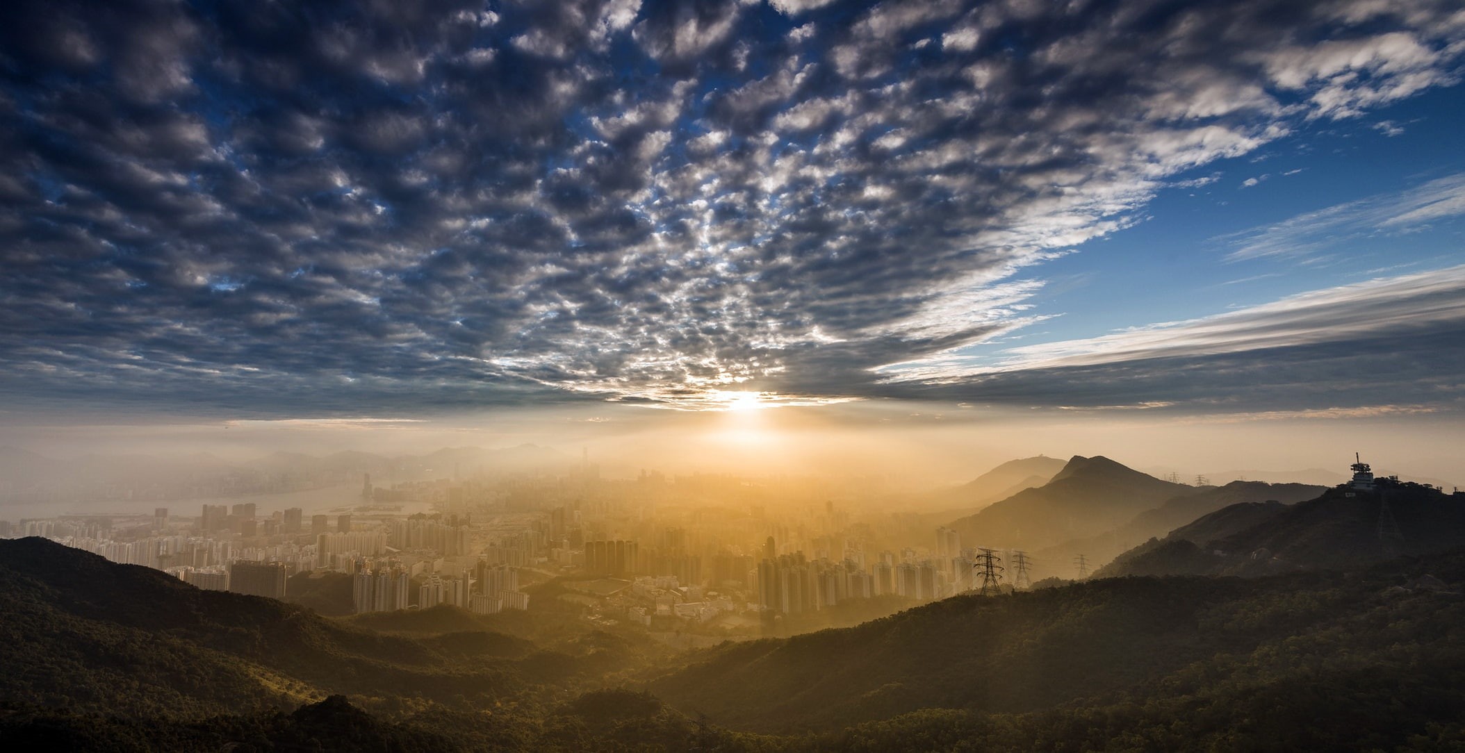 the city, HongKong, 1080P, morning, Kowloon Peak, HD Wallpaper