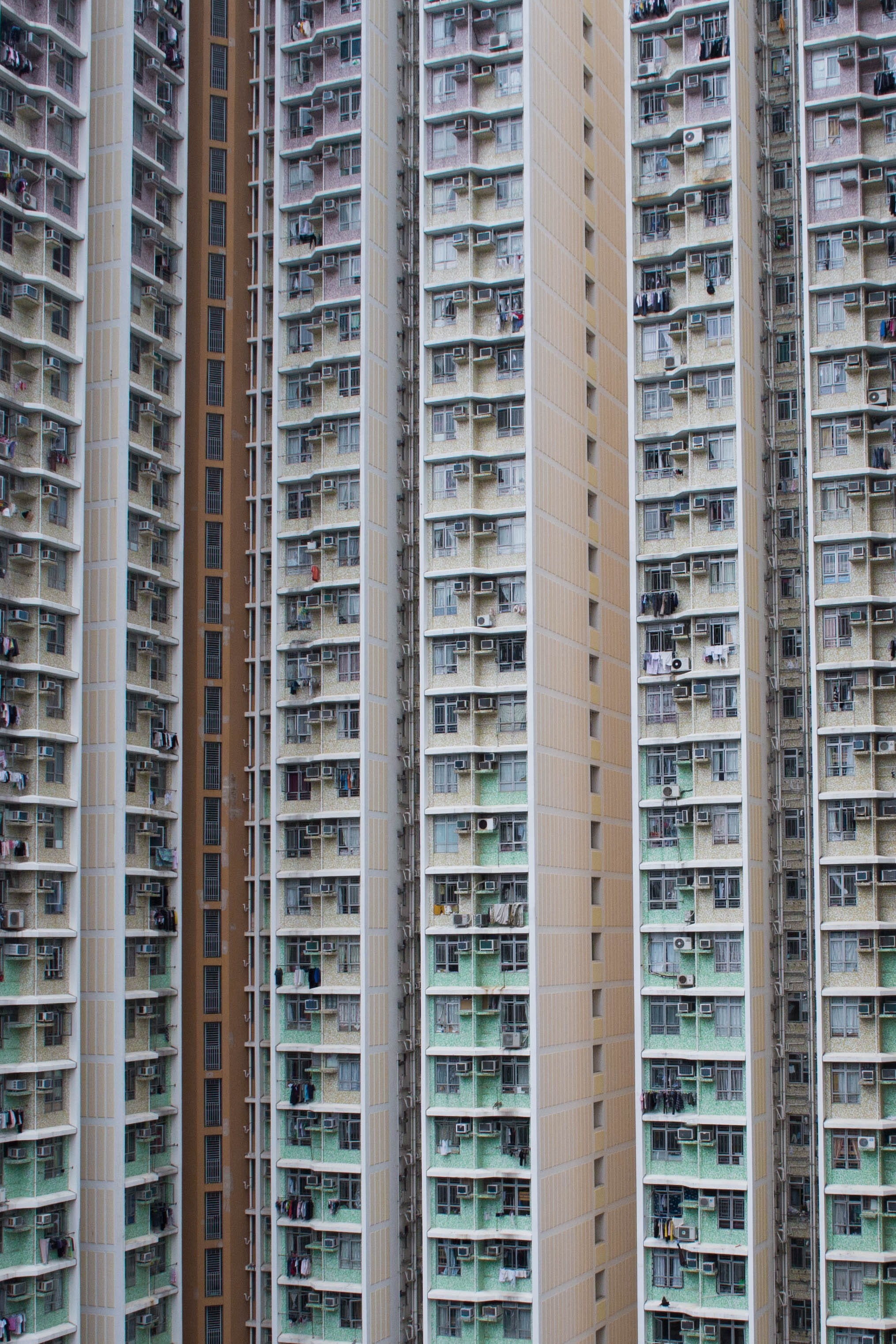 built structure, skyscraper, architecture, pattern, residential district, office building exterior, repetition, apartment, pastels, full frame, backgrounds, Phone HD Wallpaper