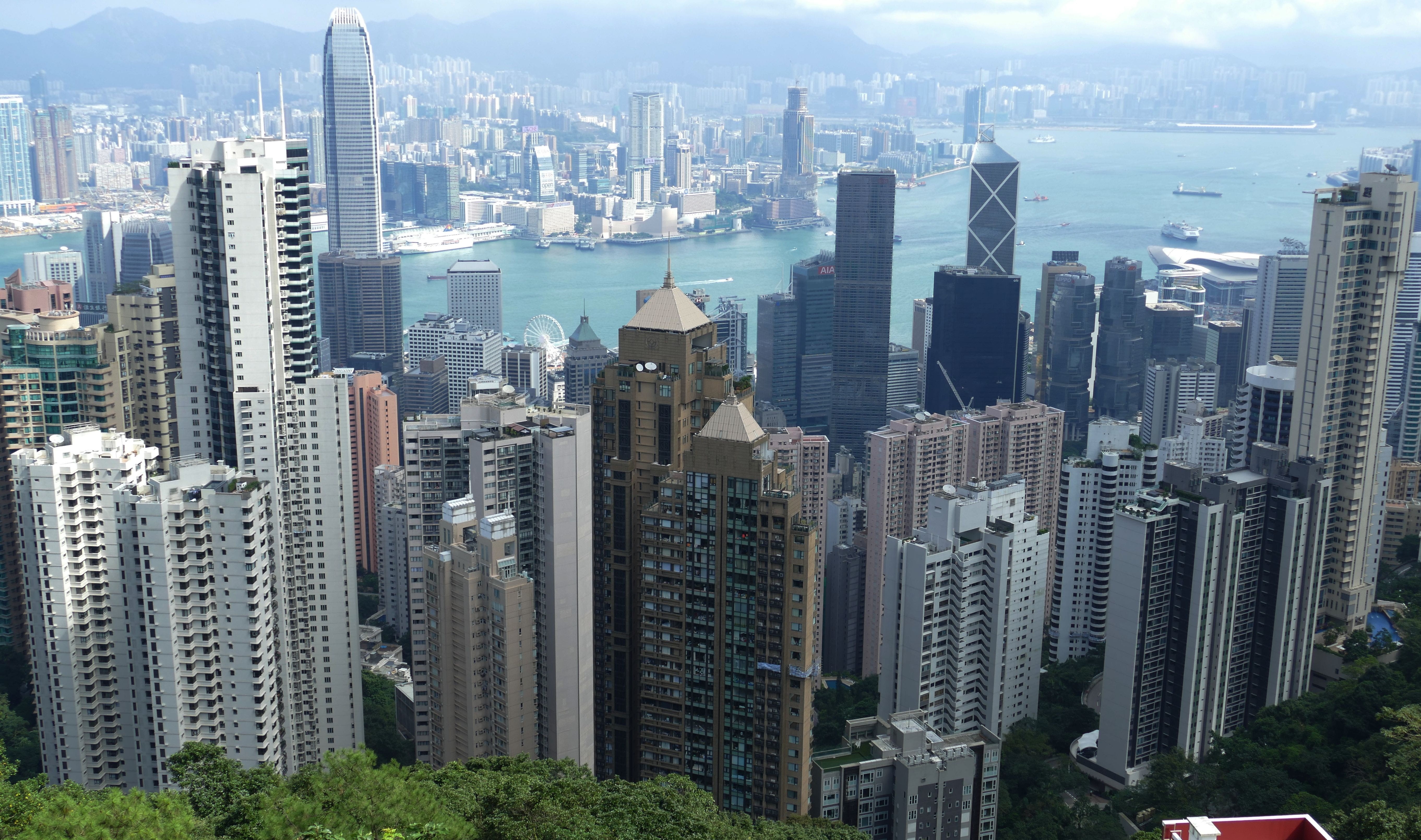big city, nature, day, tower, modern, landscape, building, tall - high, bay, hong kong, outdoors, office, view, asia, crowded, building exterior, 5K, china, HD Wallpaper
