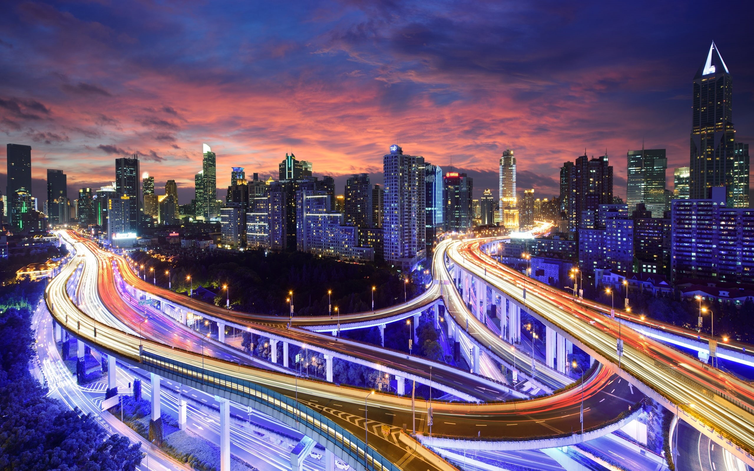 hong, Buildings, Highway, China, HongKong, City, Lights, Skyscrapers, Night, 2K, kong, HD Wallpaper