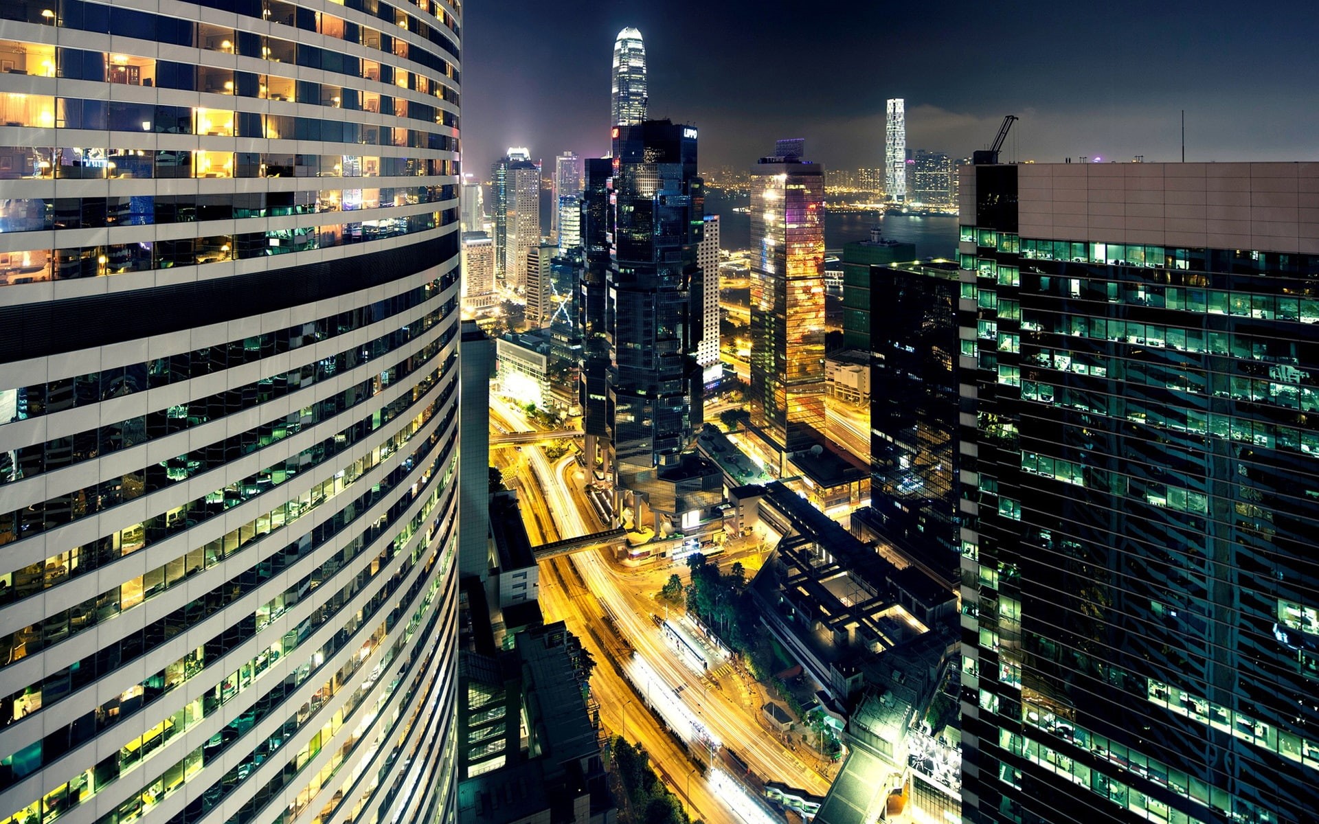 hong, Harbor, HongKong, China, City, kong, Night, Skyscrapers, Lights, 1080P, Asia, HD Wallpaper