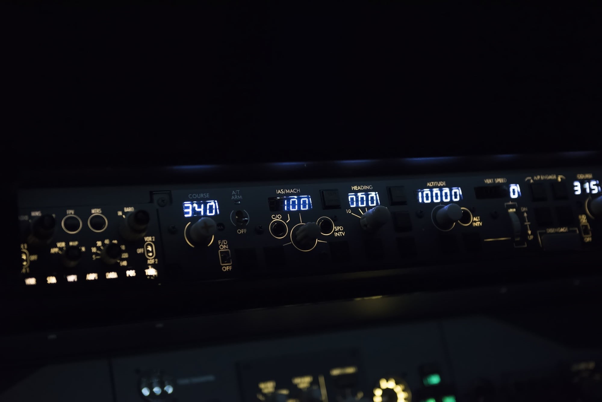 aircraft, knob, control panel, dark, pilot, illuminated, mode of transportation, air vehicle, airplane, no people, 1080P, night, transportation, music, HD Wallpaper