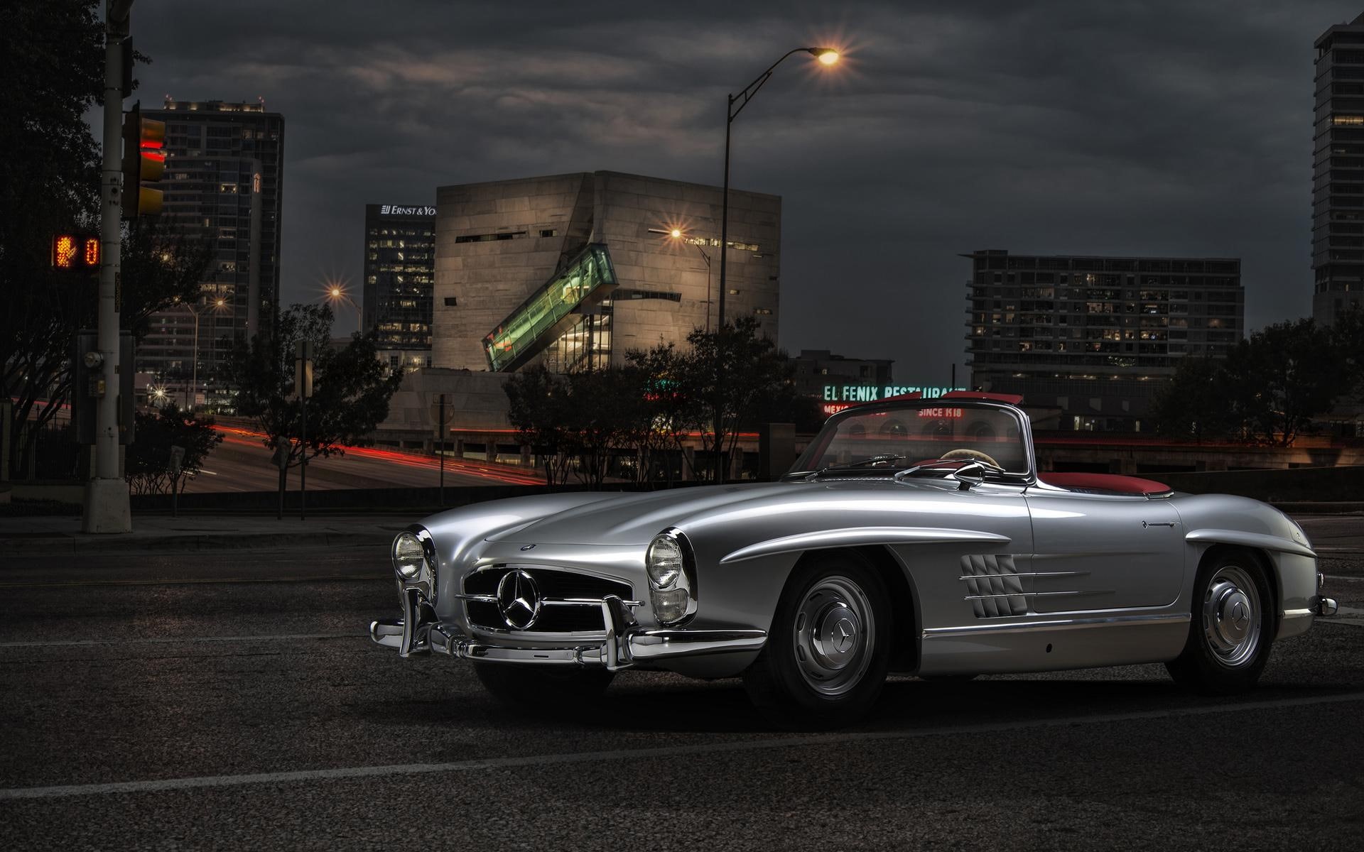 mercedes benz, classic, benz, silver, cars, 1080P, mercedes, convertible, HD Wallpaper