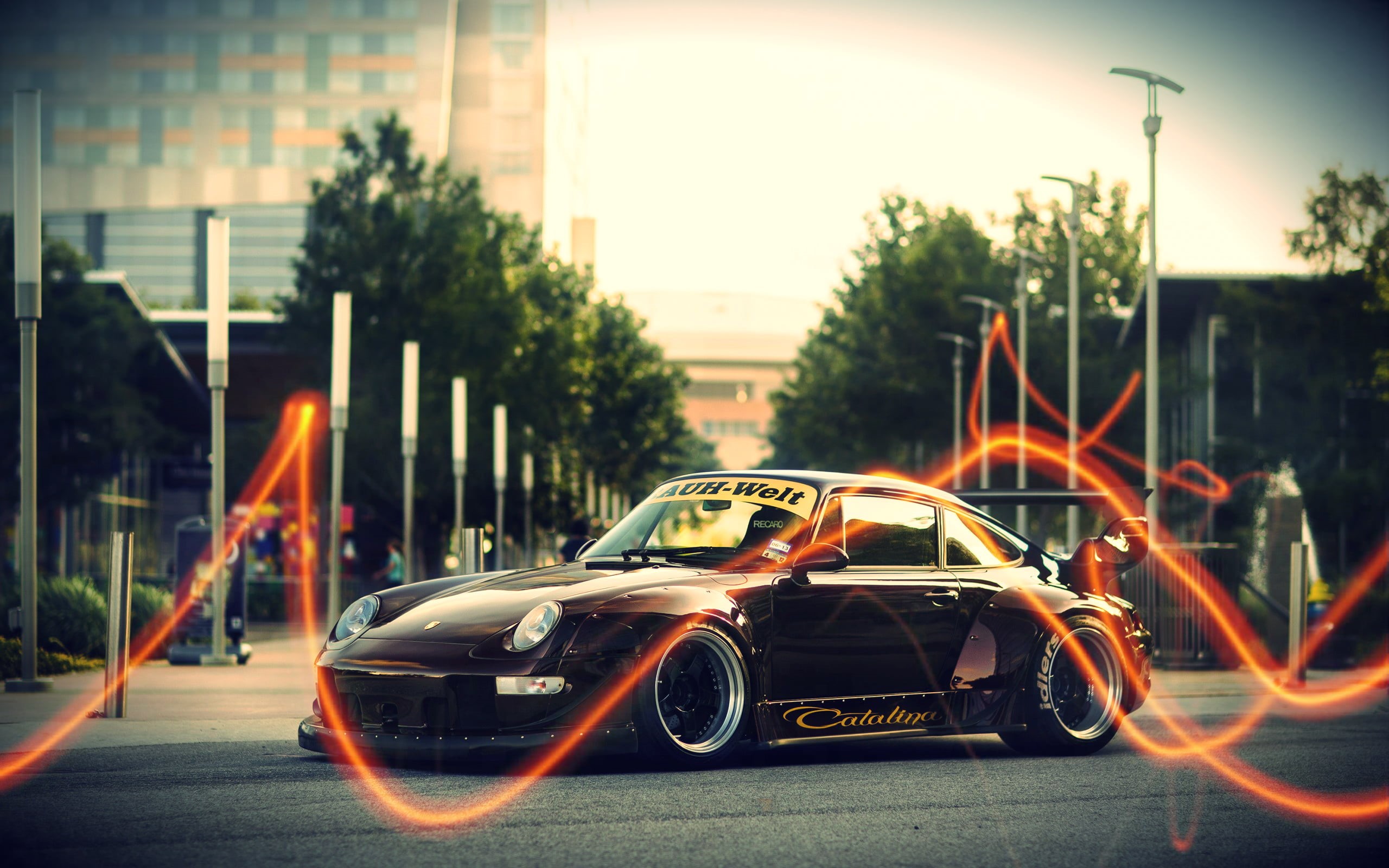 city, land vehicle, speed, city life, reflection, 2K, Rauh Welt, Porsche 911, built structure, coupe, transportation, illuminated, outdoors, traffic, road, HD Wallpaper