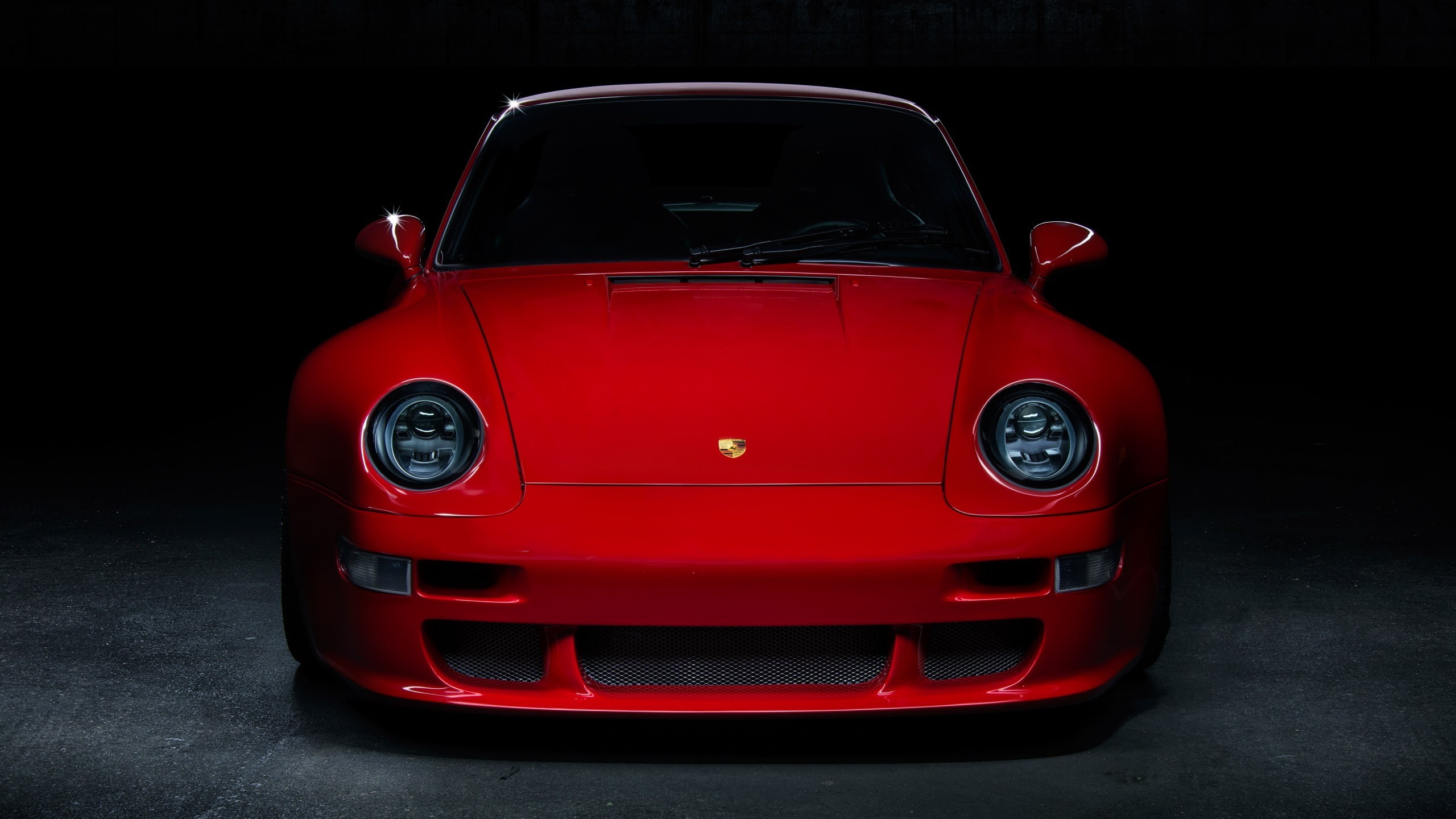 classic car, 2K, supercars, sports car, no people, mode of transportation, red, front view, car, land vehicle, luxury, close-up, studio shot, indoors, HD Wallpaper