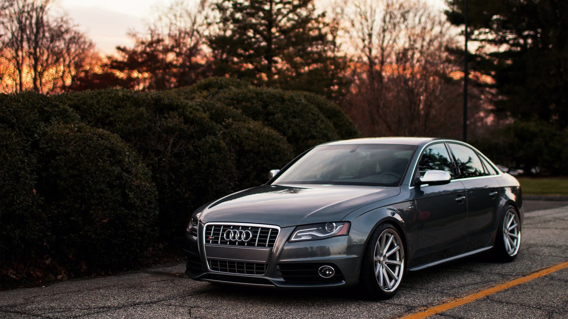 motor vehicle, stationary, retro styled, focus on foreground, sedan, nature, mercedes, tree, travel, day, Audi, black, mode of transportation, road, car, HD Wallpaper