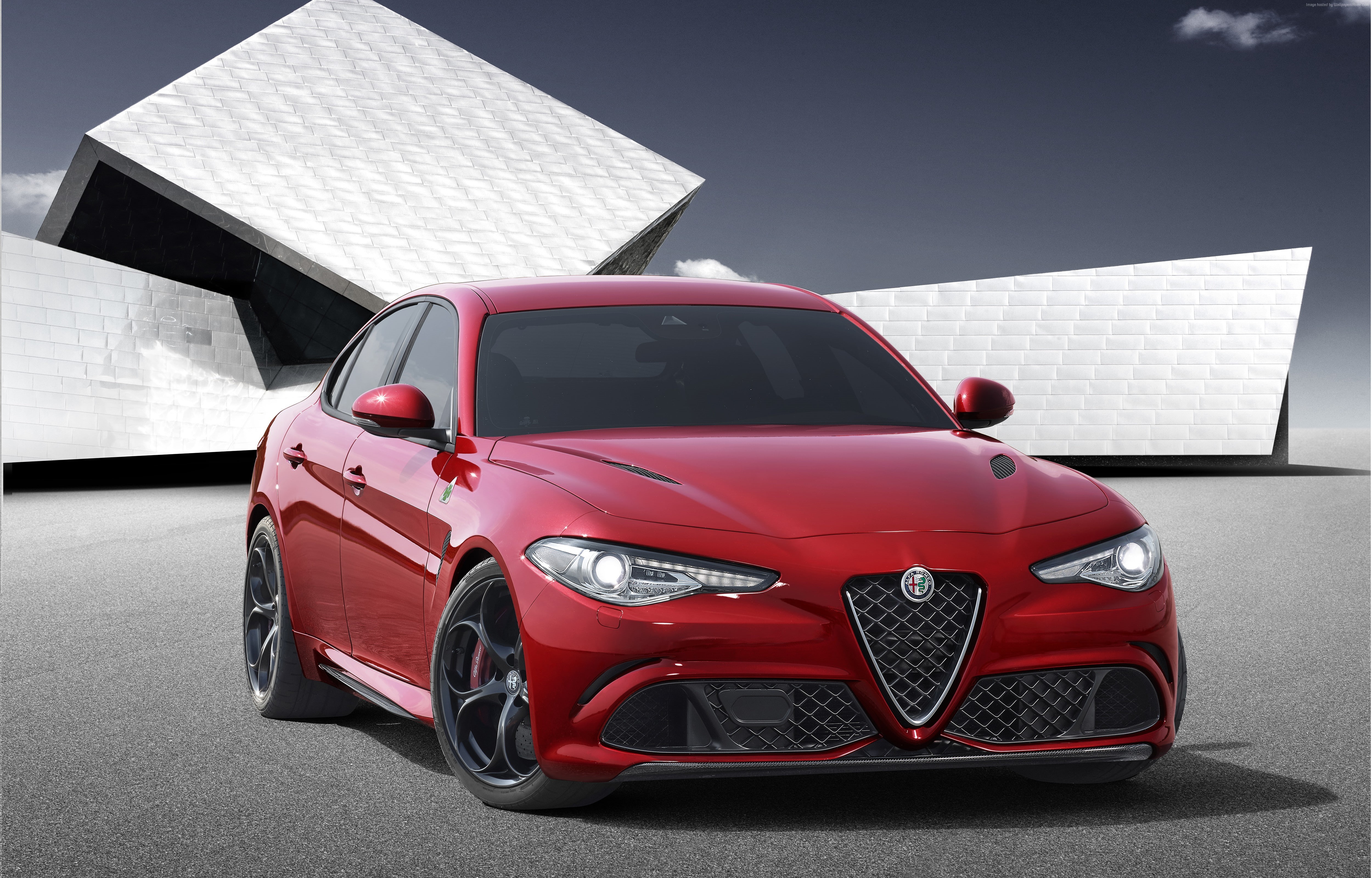 4K, Alfa Romeo Giulia, red, HD Wallpaper