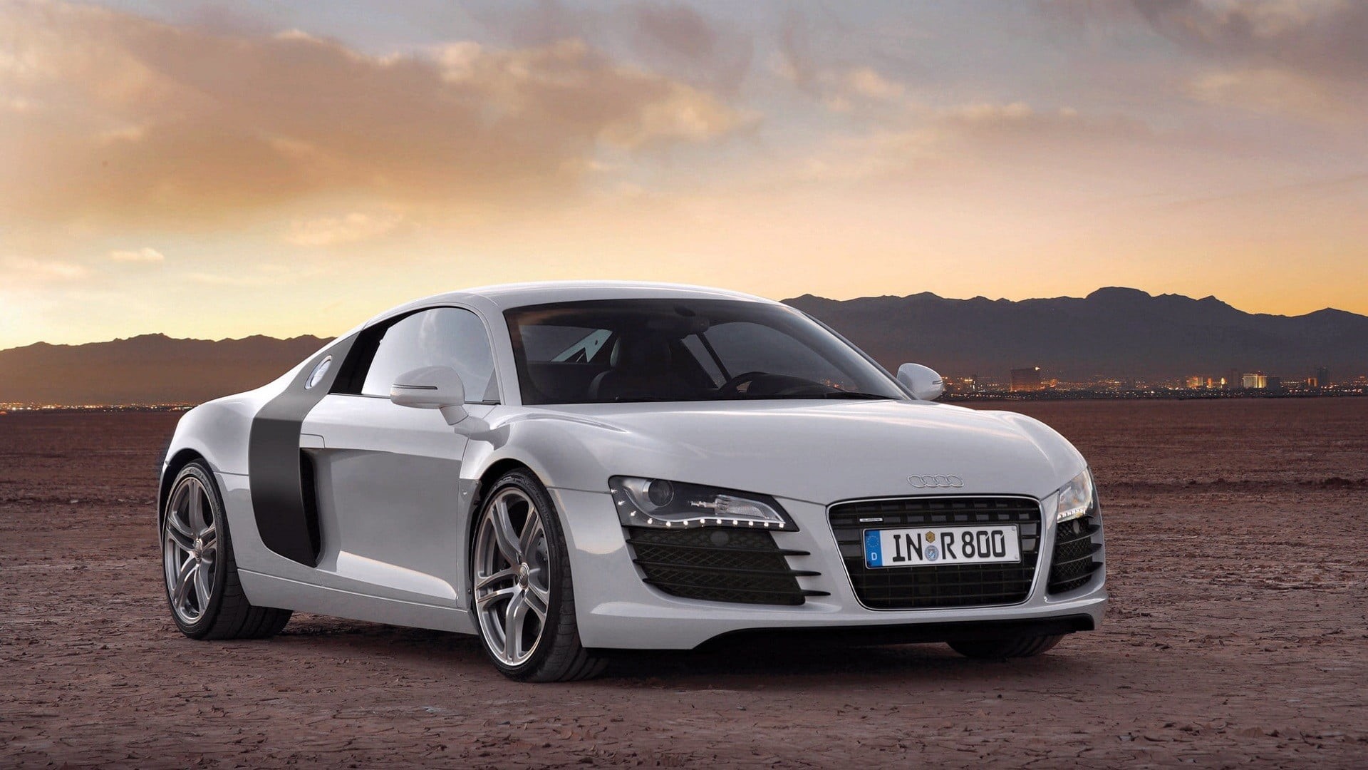 personal land vehicle, sky, motion, dusk, Audi, mercedes, trip, sunset, 1080P, nature, r8, landscape, mode of transportation, land, travel, road trip, HD Wallpaper