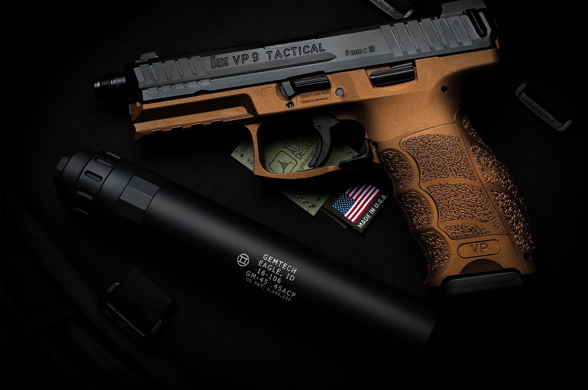 Gemtech Suppressor, weapons, HK VP9 Tactical, 1080P, HD Wallpaper