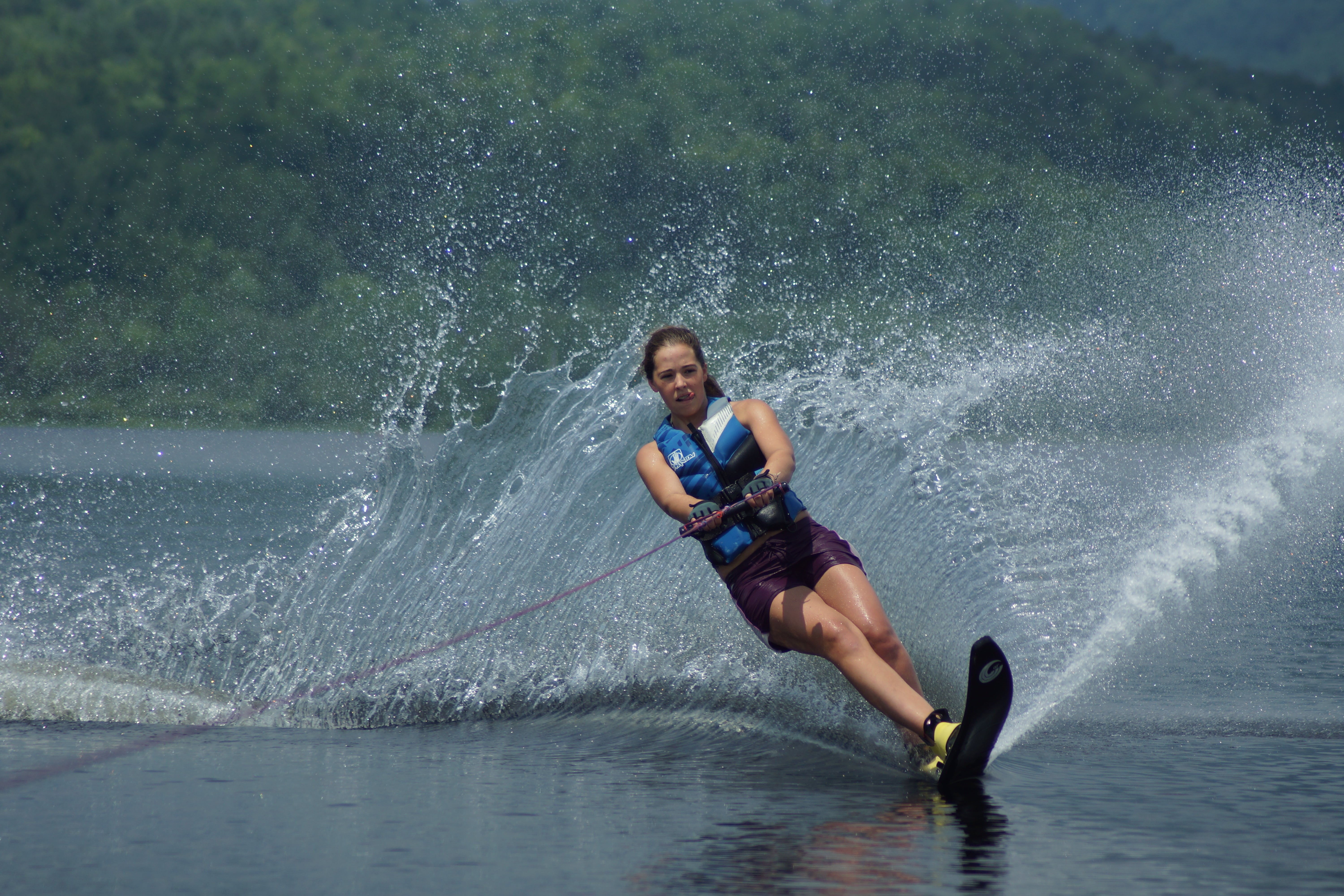 slalom, wakeboarding, sport, wake, woman, wake board, sports, Weld Maine, 5K, spray, action, A65, water skiing, water Sport, action!!  woman, motion, spraying, HD Wallpaper