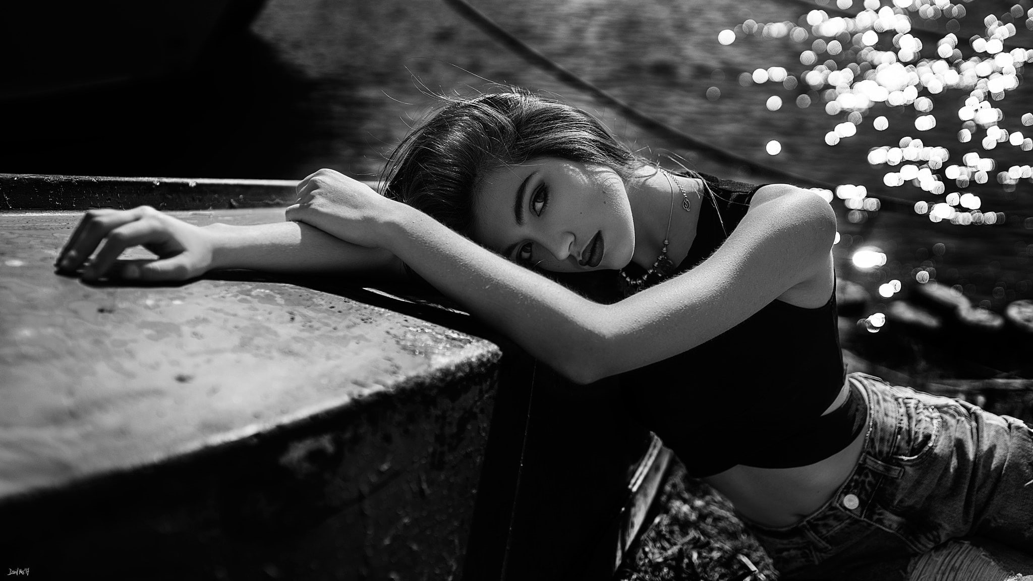 portrait, model, David Mas, young women, focus on foreground, beautiful woman, hair, lifestyles, leisure activity, real people, one person, nature, monochrome, HD Wallpaper