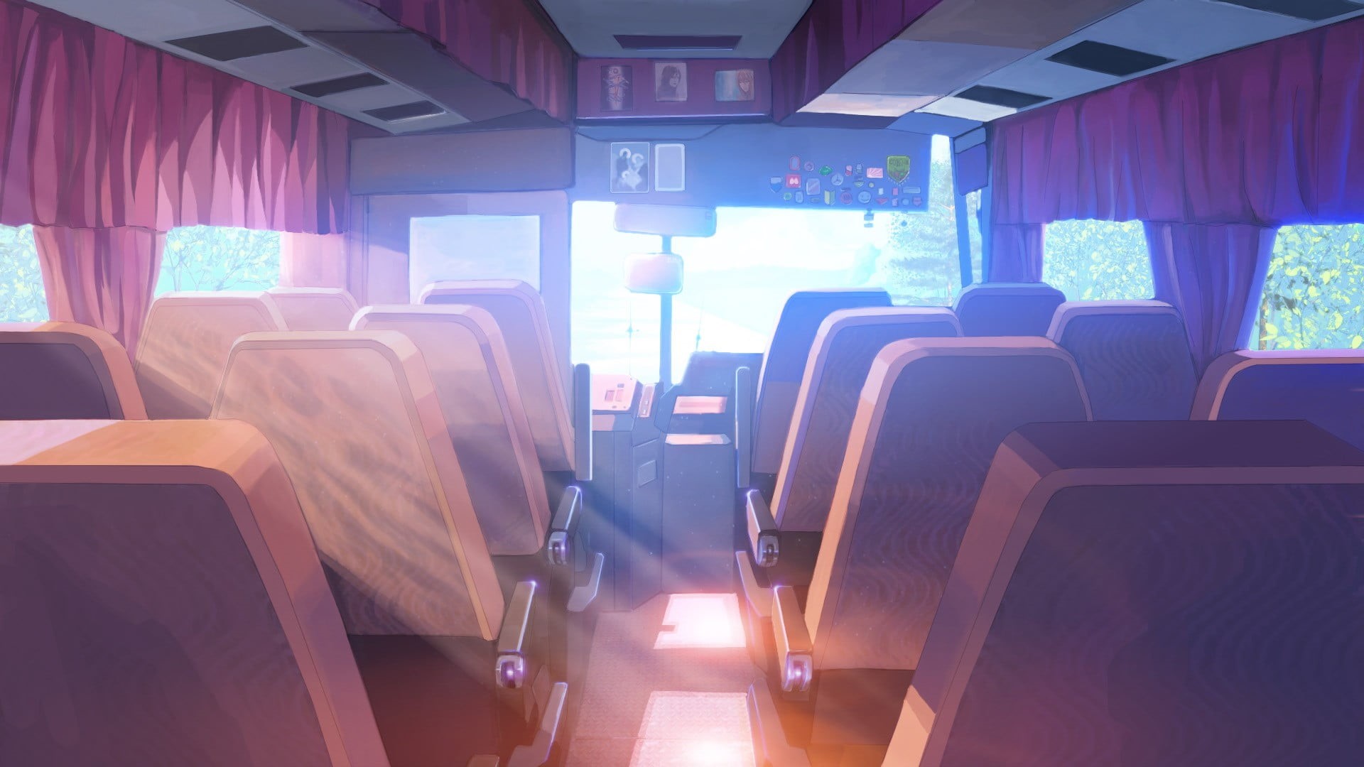 brown, in a row, Everlasting Summer, absence, sunlight, indoors, buses, transportation, chair, empty, public transportation, 1080P, vehicle seat, railroad car, HD Wallpaper