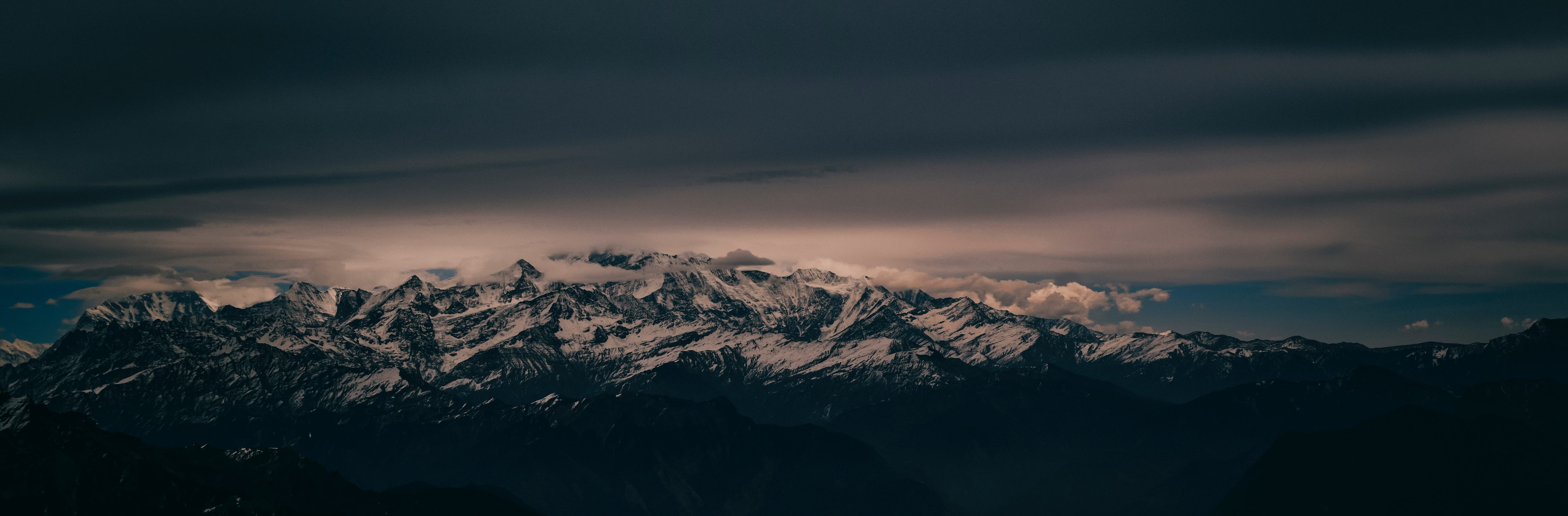 cc0, snowy, landscape, cod, sunset, dramatic sky, beauty in nature, panorama, mountain, no people, tranquil scene, cloud - sky, nature, view, snow, hd, HD Wallpaper