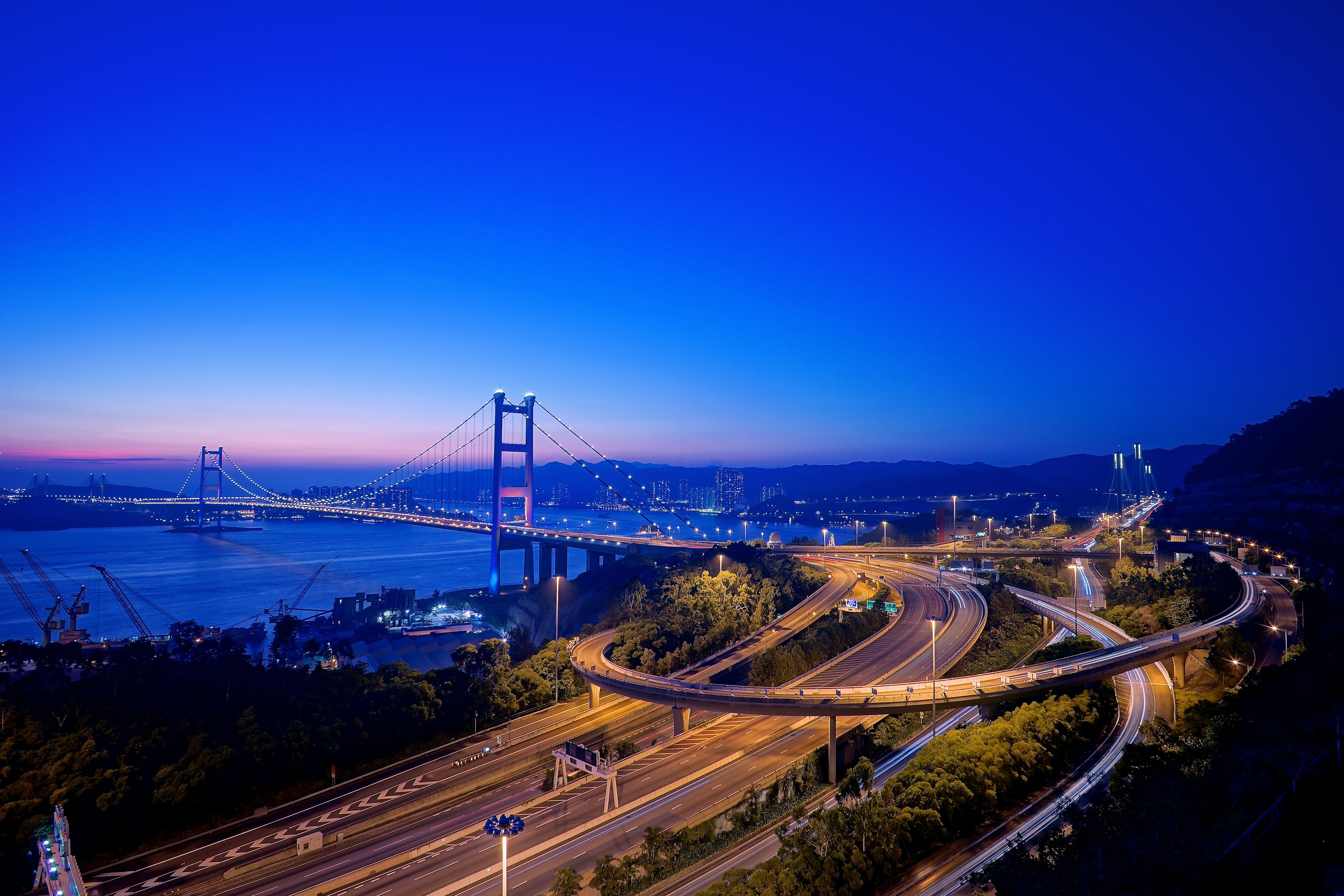famous Place, sunset, uSA, california, bridge, HongKong, transportation, cityscape, highway, 5K, Tsing Yi, yi, urban Scene, bridge - Man Made Structure, HD Wallpaper