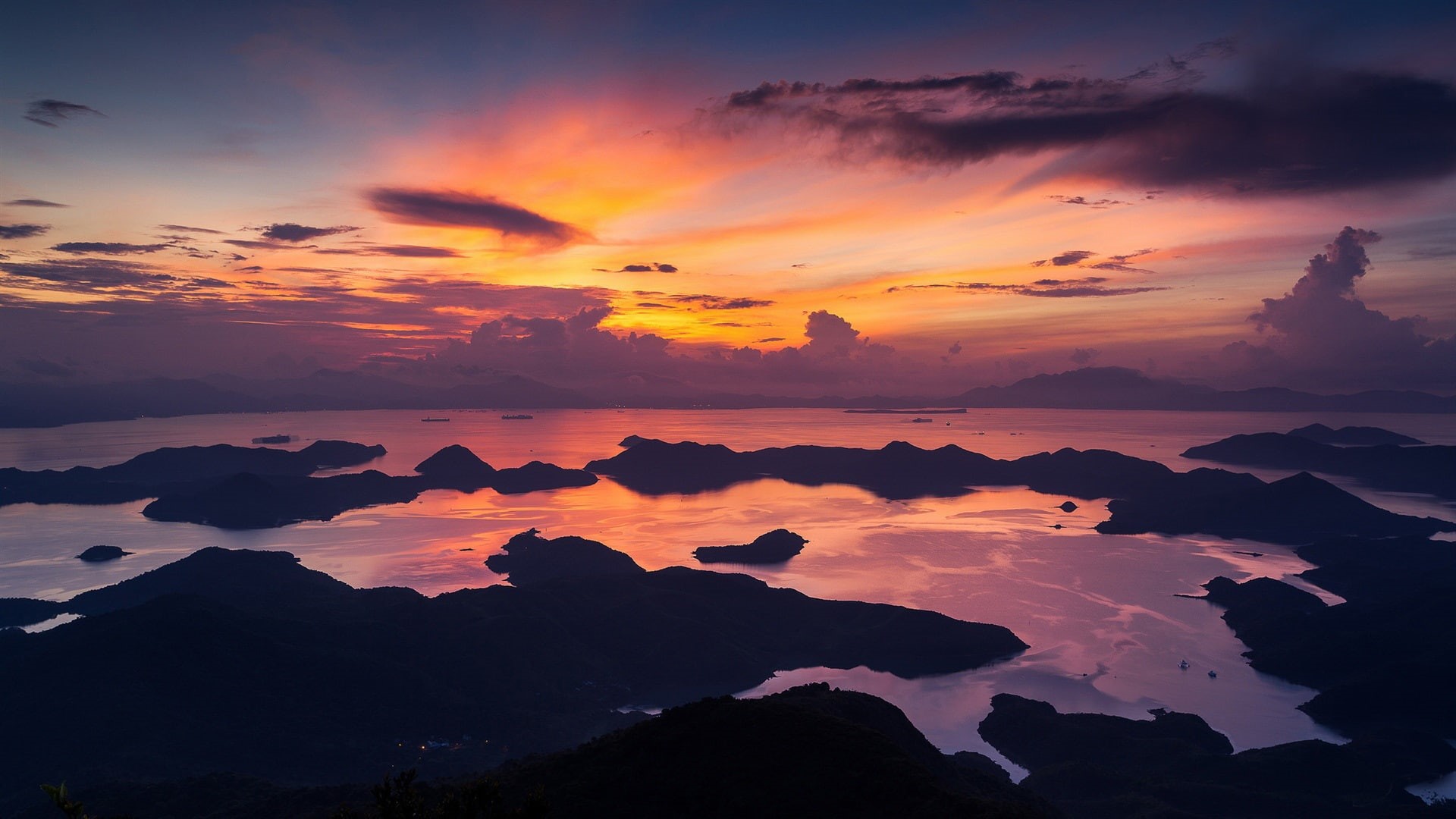 hong, Coast, HongKong, Sky, Sea, Red, kong, 1080P, Sunrise, Morning, China, Clouds, HD Wallpaper