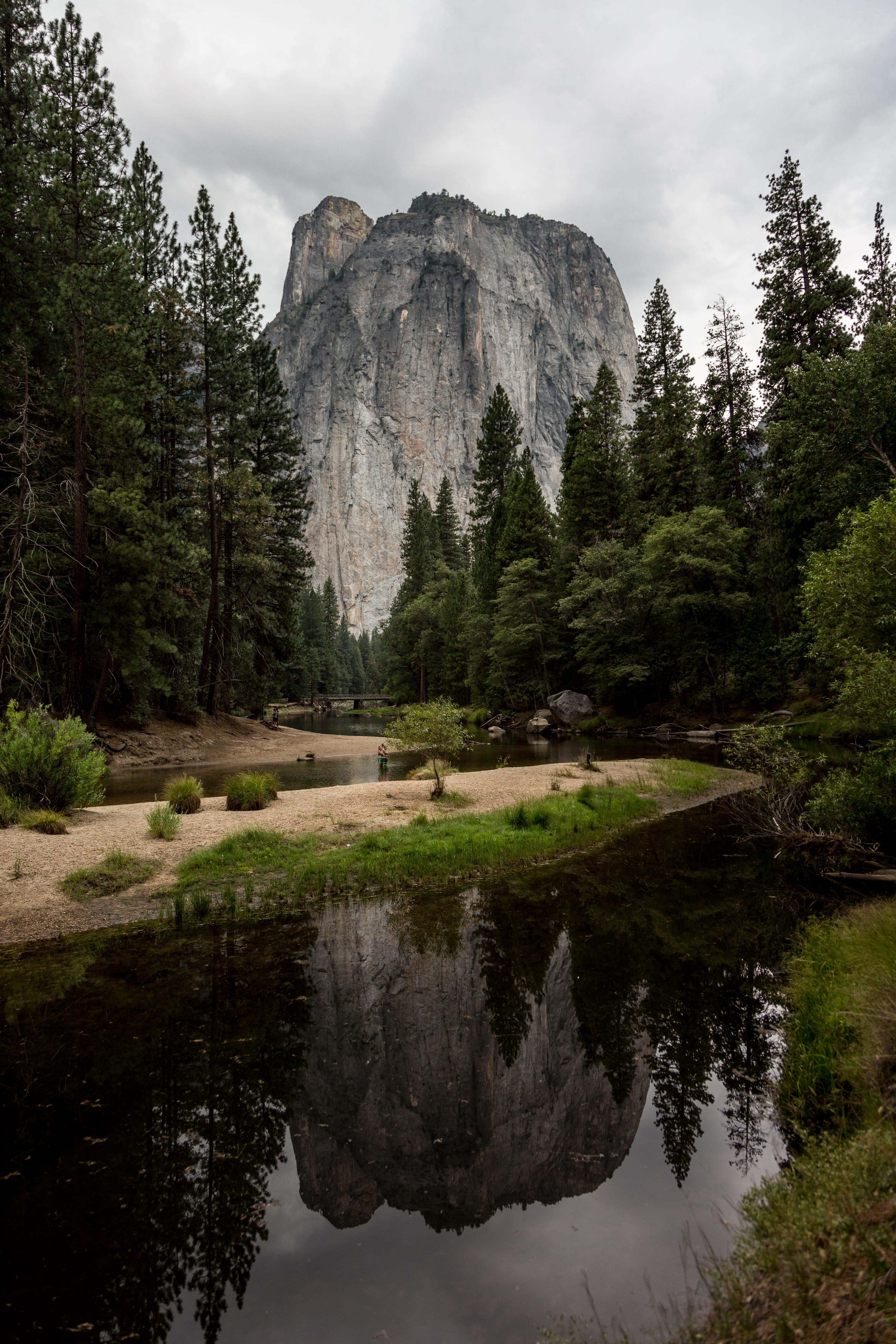 5K, mountain, water, stream, nature, tree, outdoors, forest, tranquil scene, cliff, non-urban scene, lock screen background, trees, reflection, Phone HD Wallpaper