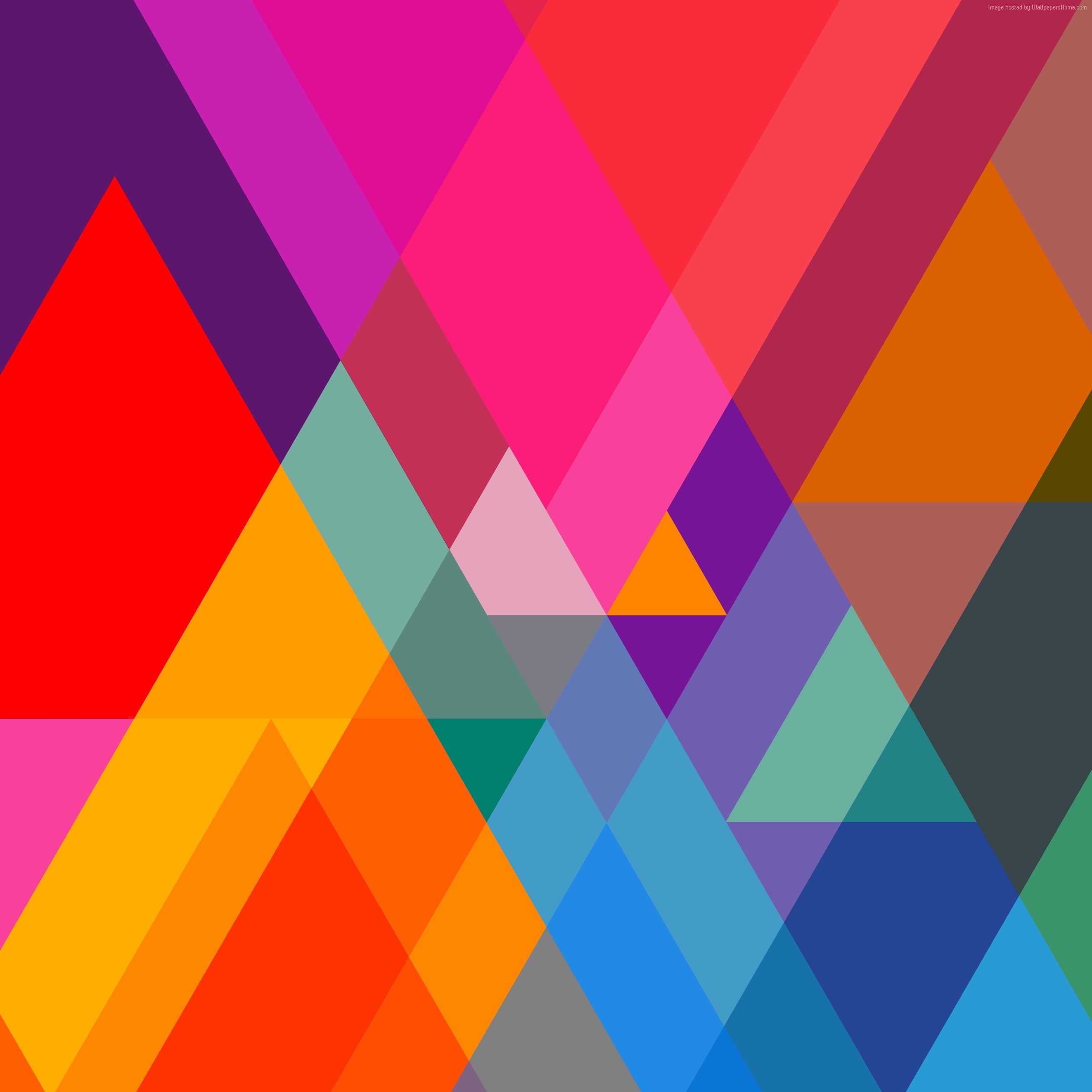 pattern, iphone, 5k, blue, triangle, red, polygon, background, orange, 1080P, 4k, Phone HD Wallpaper
