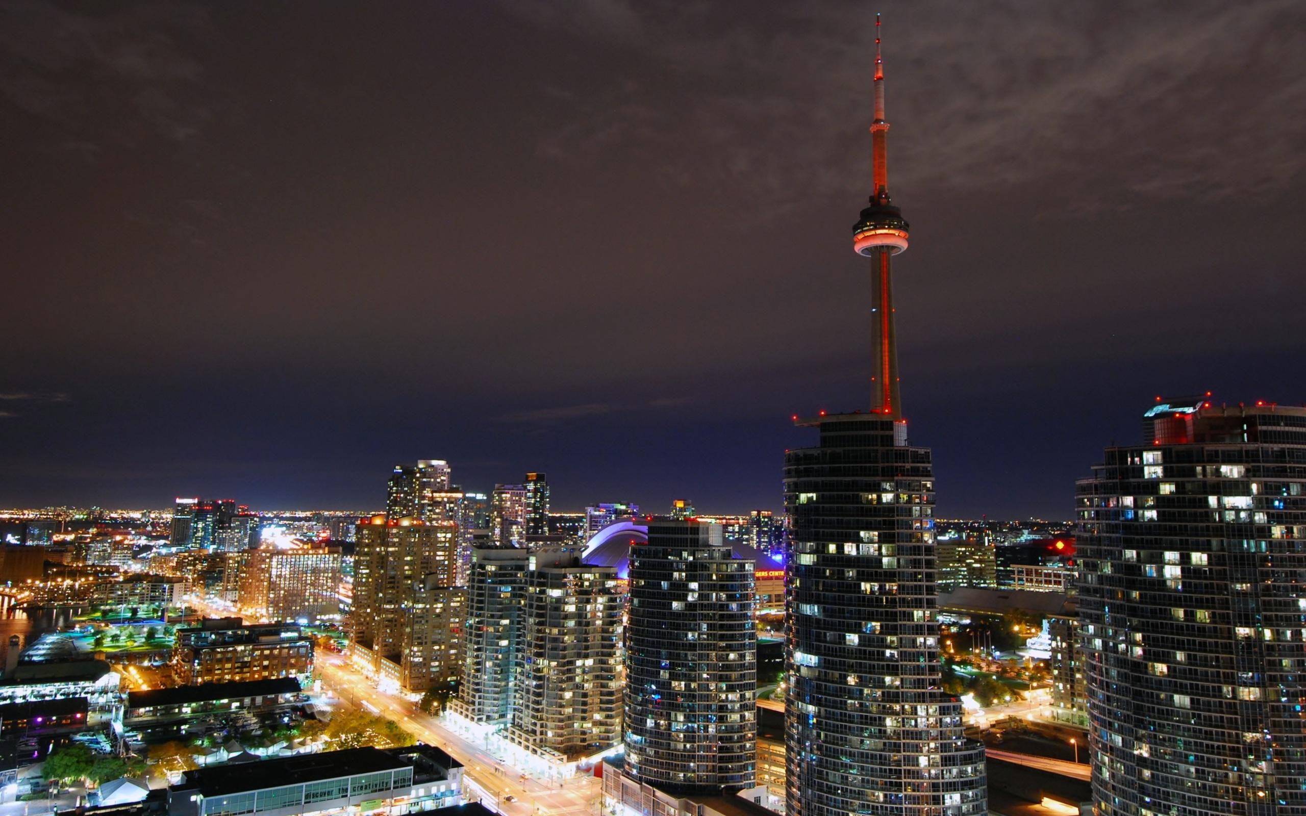 cloudy, rise, beautiful, building, skyline, high, architecture, 2K, lights, animals, night, nightlights, toronto, HD Wallpaper
