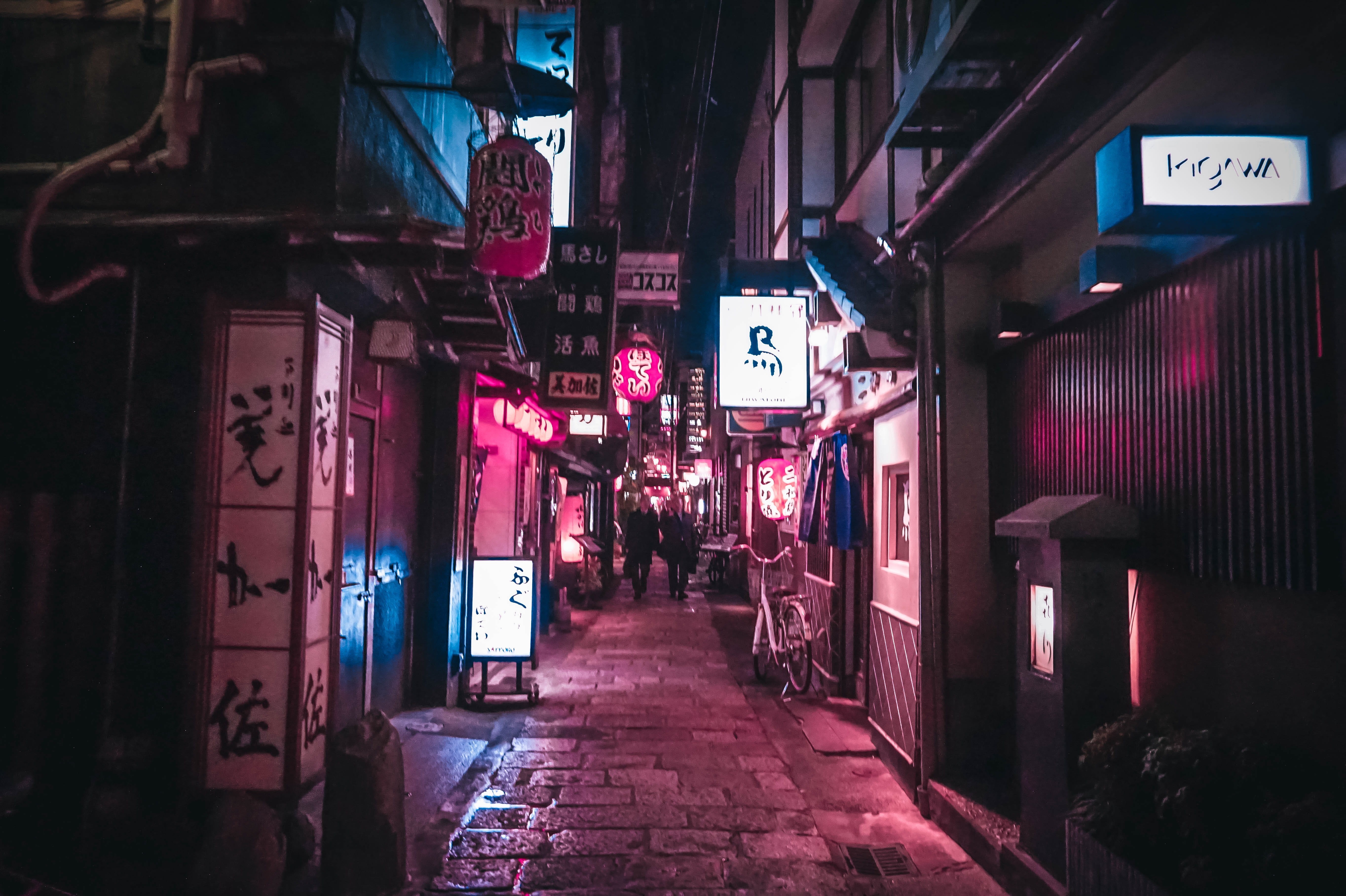 night, lighting, nightlife, narrow, corridor, illuminated, built structure, 5K, city, town, architecture, walkway, building exterior, metropolis, alley, HD Wallpaper